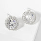 18K Gold Dipped Pave Set CZ 4-Prong 8mm Stone Stud Earrings