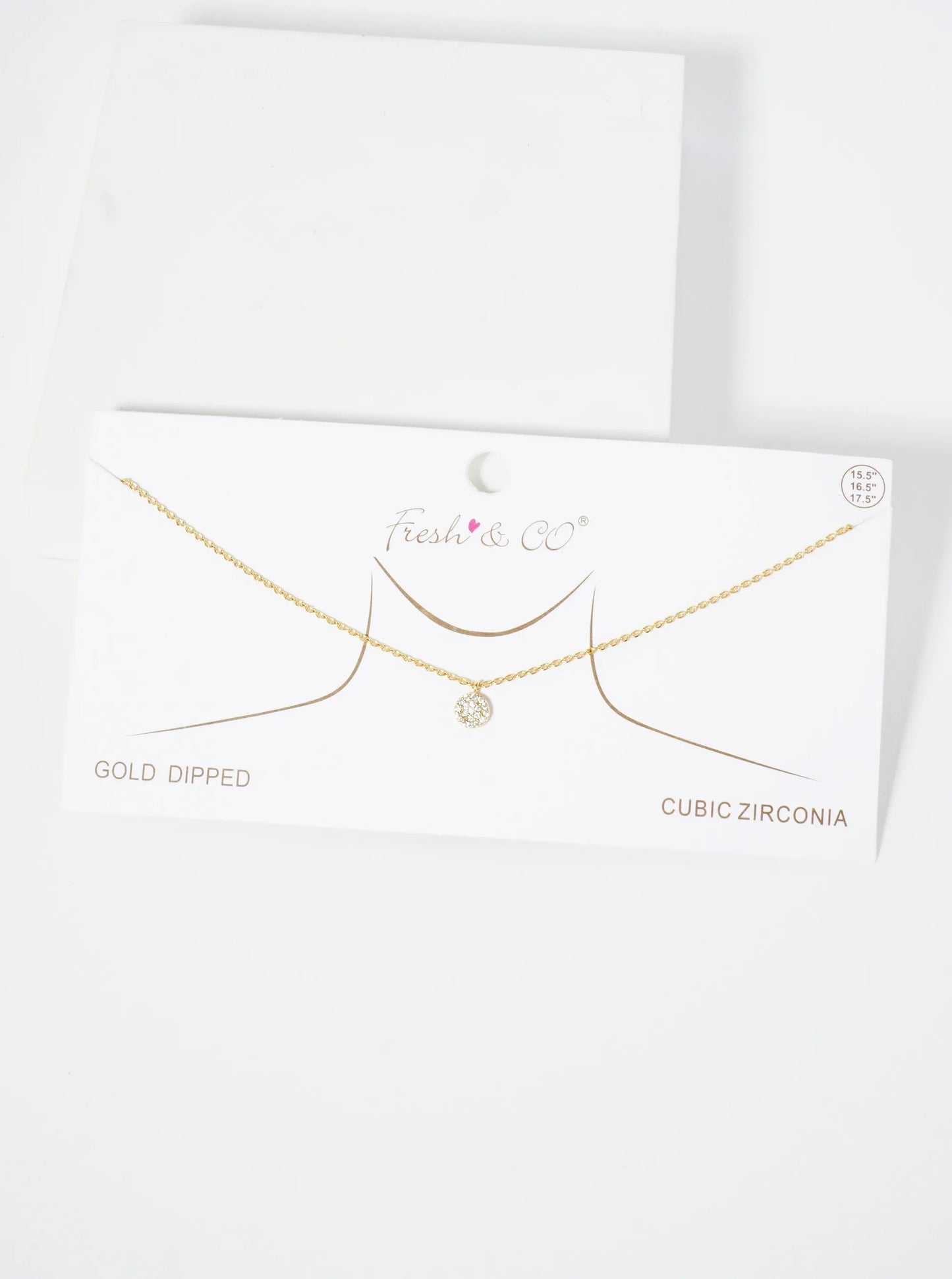 18K Gold Dipped Pave Set CZ 5mm Tiny Circle Pendant Necklace