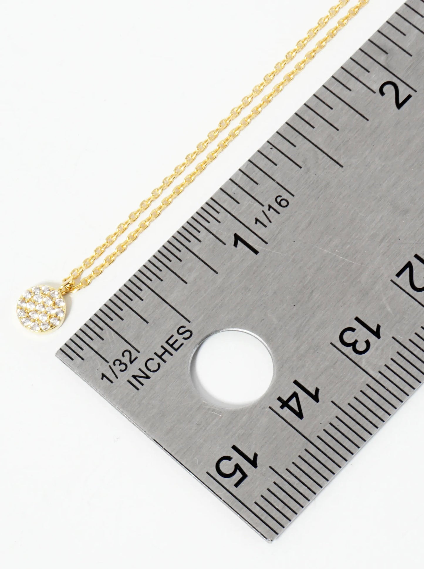 18K Gold Dipped Pave Set CZ 5mm Tiny Circle Pendant Necklace
