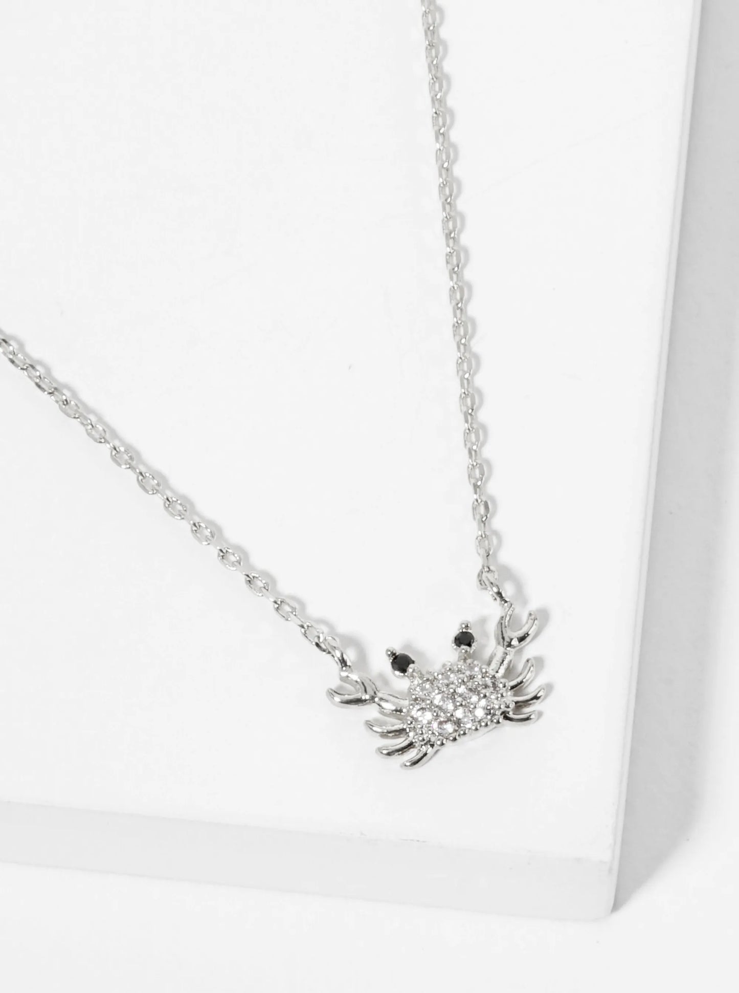 18K Gold Dipped Pave Set CZ 7mm Crab Pendant Necklace