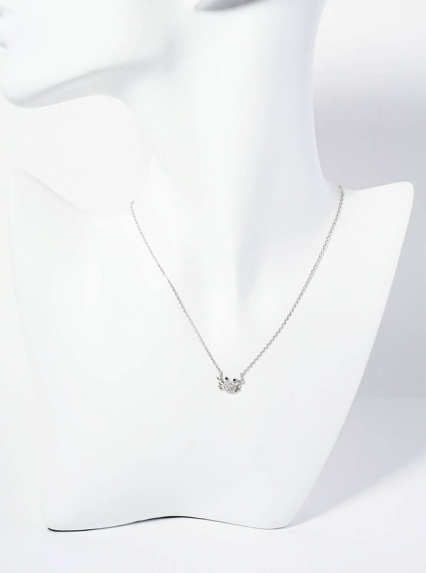 18K Gold Dipped Pave Set CZ 7mm Crab Pendant Necklace