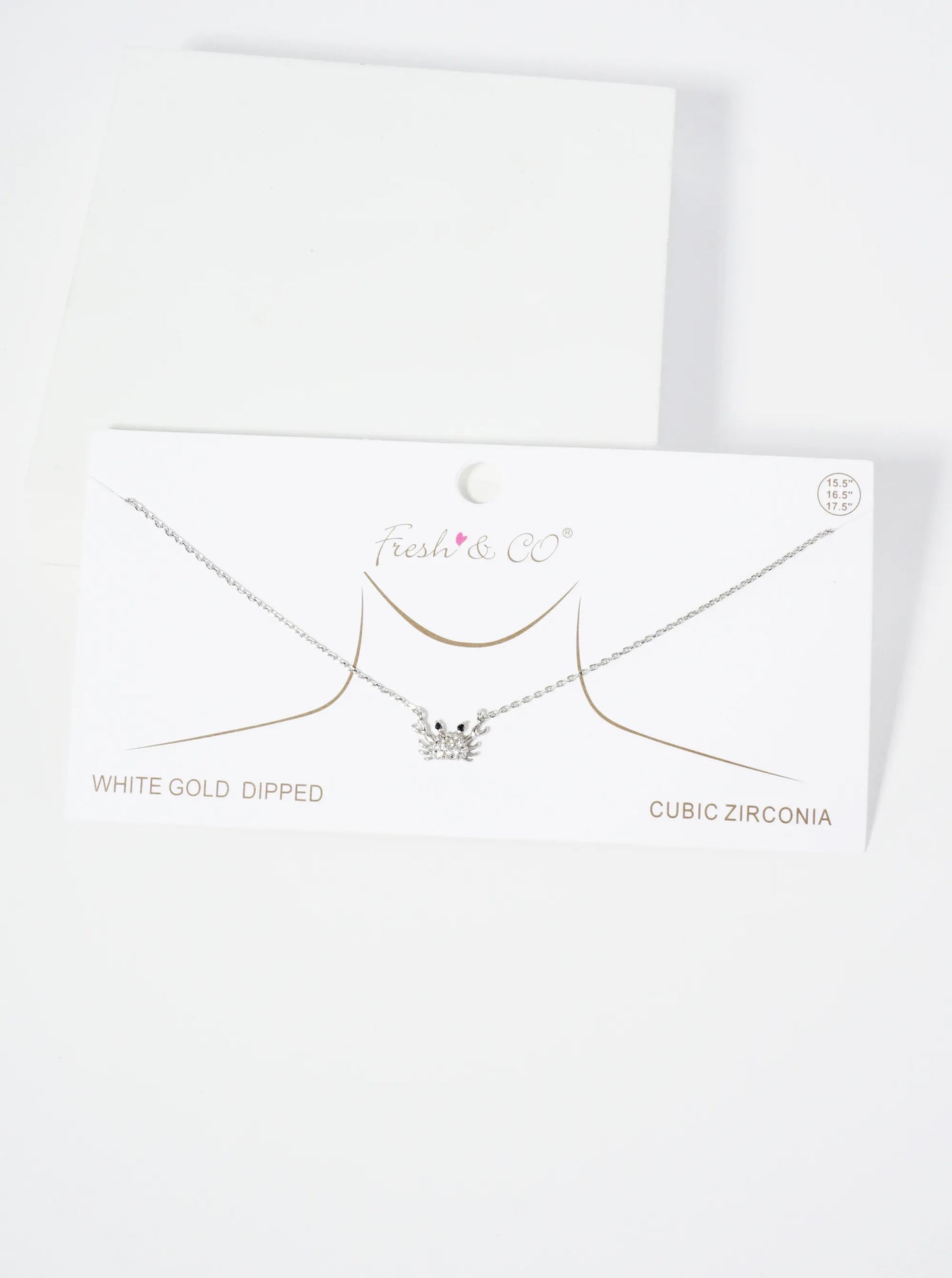 18K Gold Dipped Pave Set CZ 7mm Crab Pendant Necklace