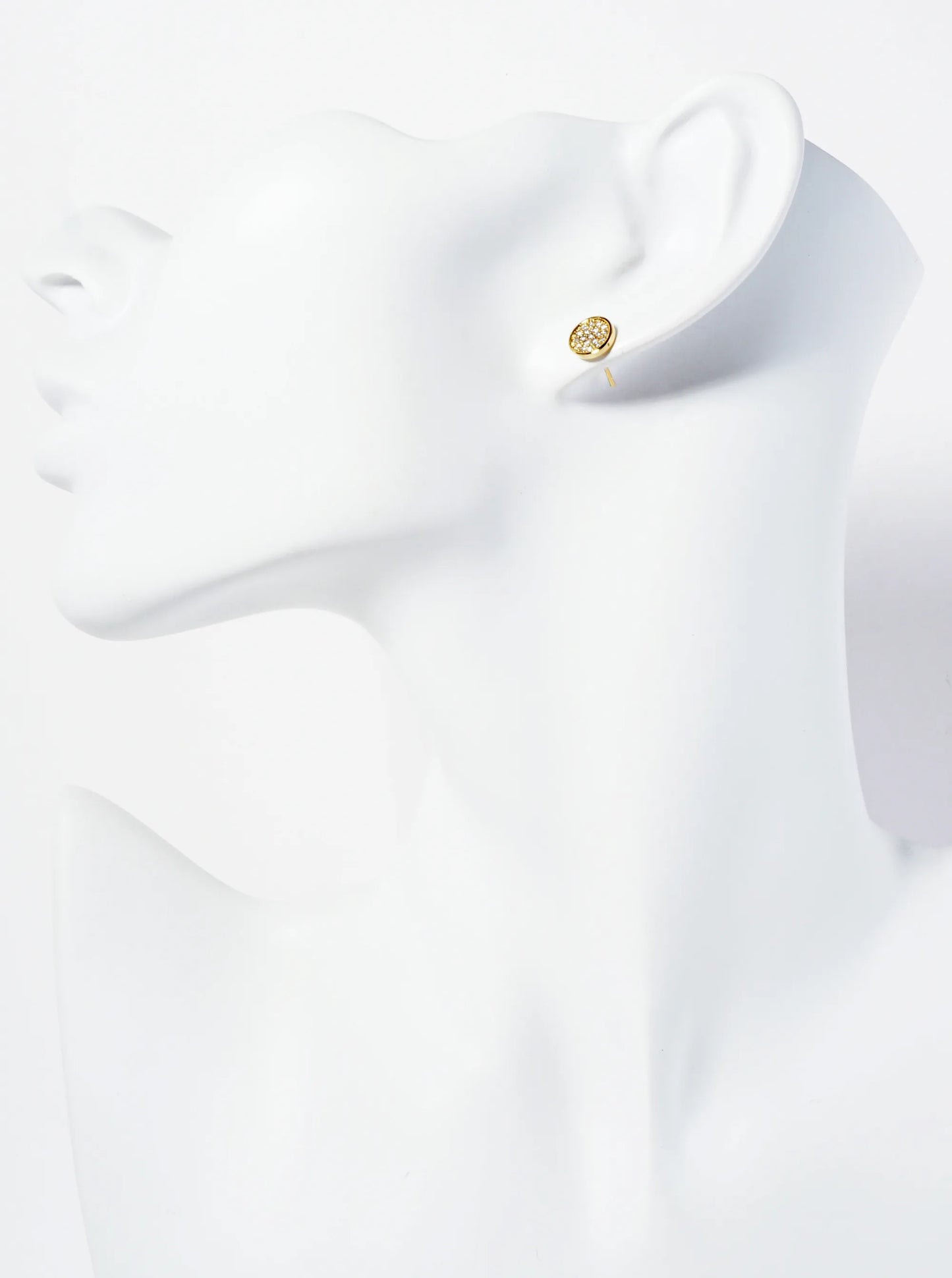 18K Gold Dipped Pave Set CZ 7mm Dainty Round Stud Earrings