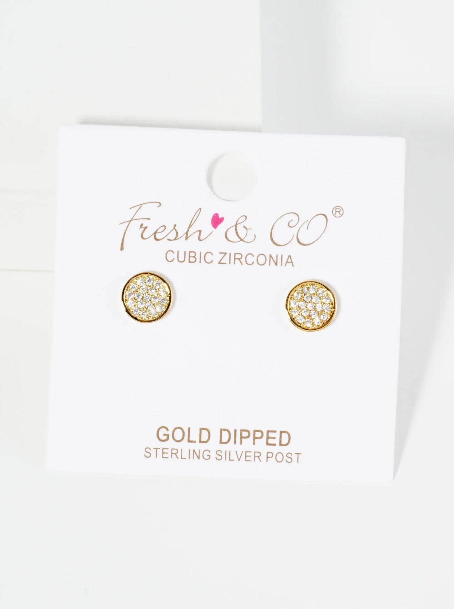 18K Gold Dipped Pave Set CZ 7mm Dainty Round Stud Earrings