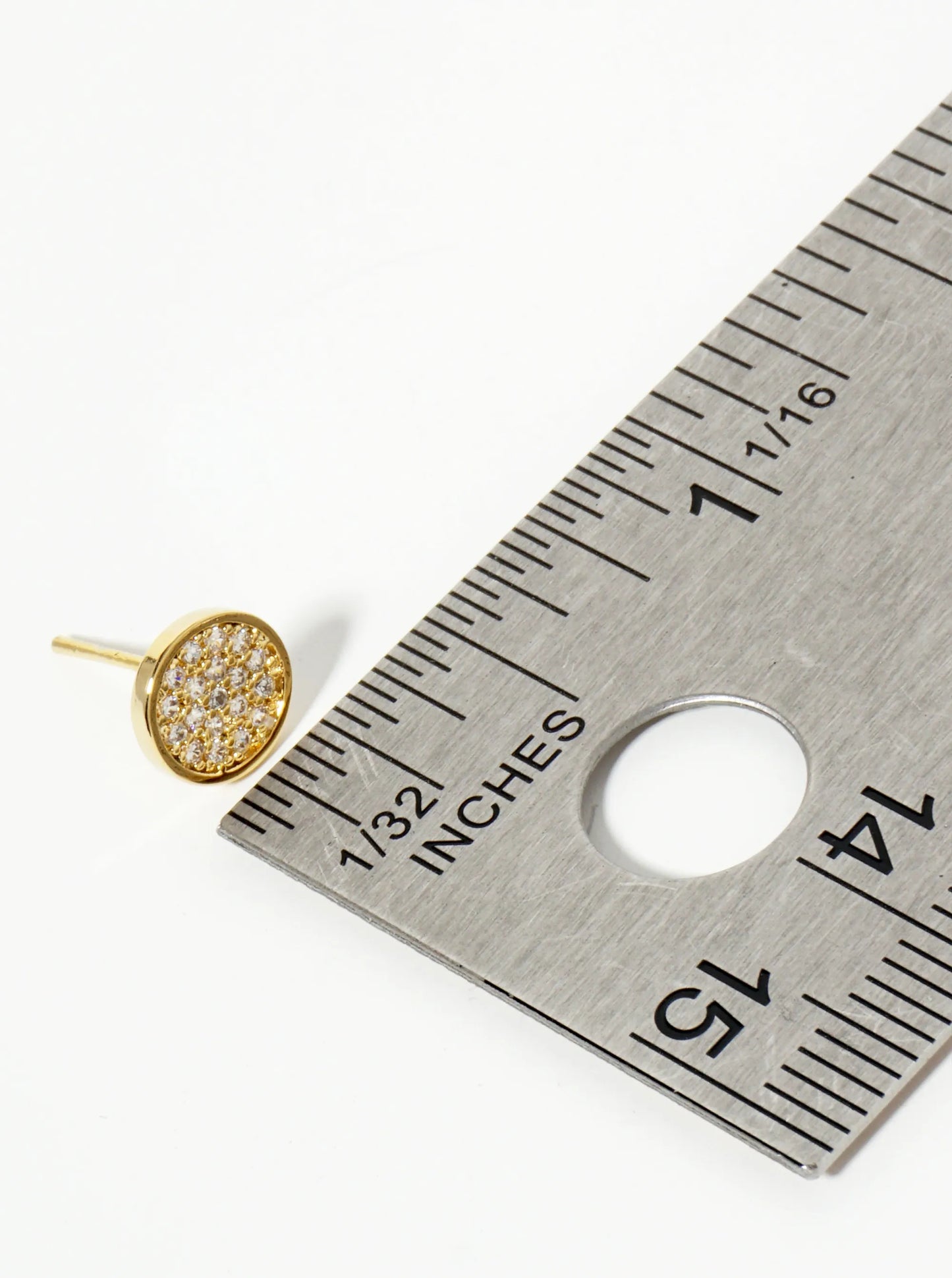 18K Gold Dipped Pave Set CZ 7mm Dainty Round Stud Earrings