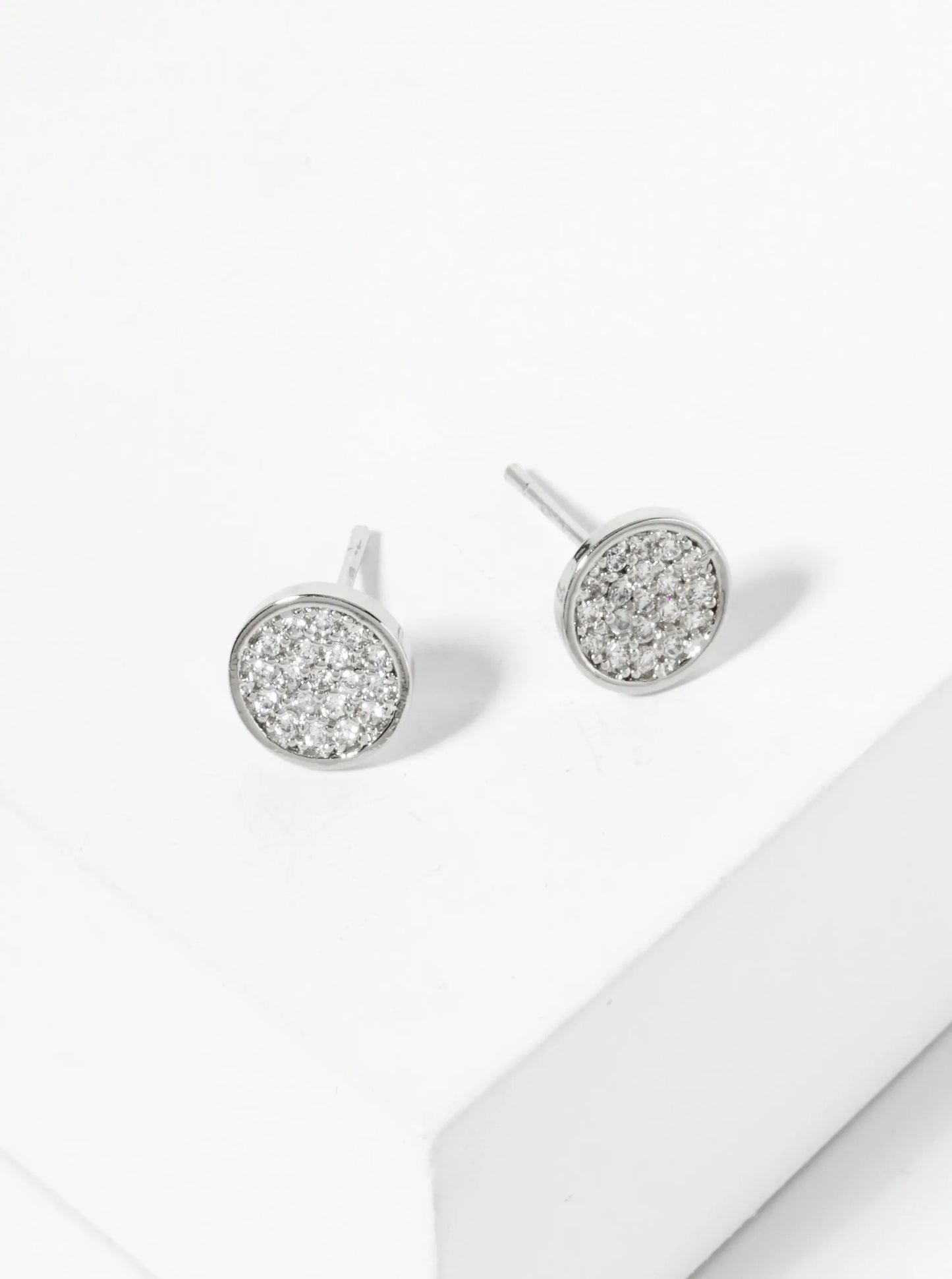 18K Gold Dipped Pave Set CZ 7mm Dainty Round Stud Earrings
