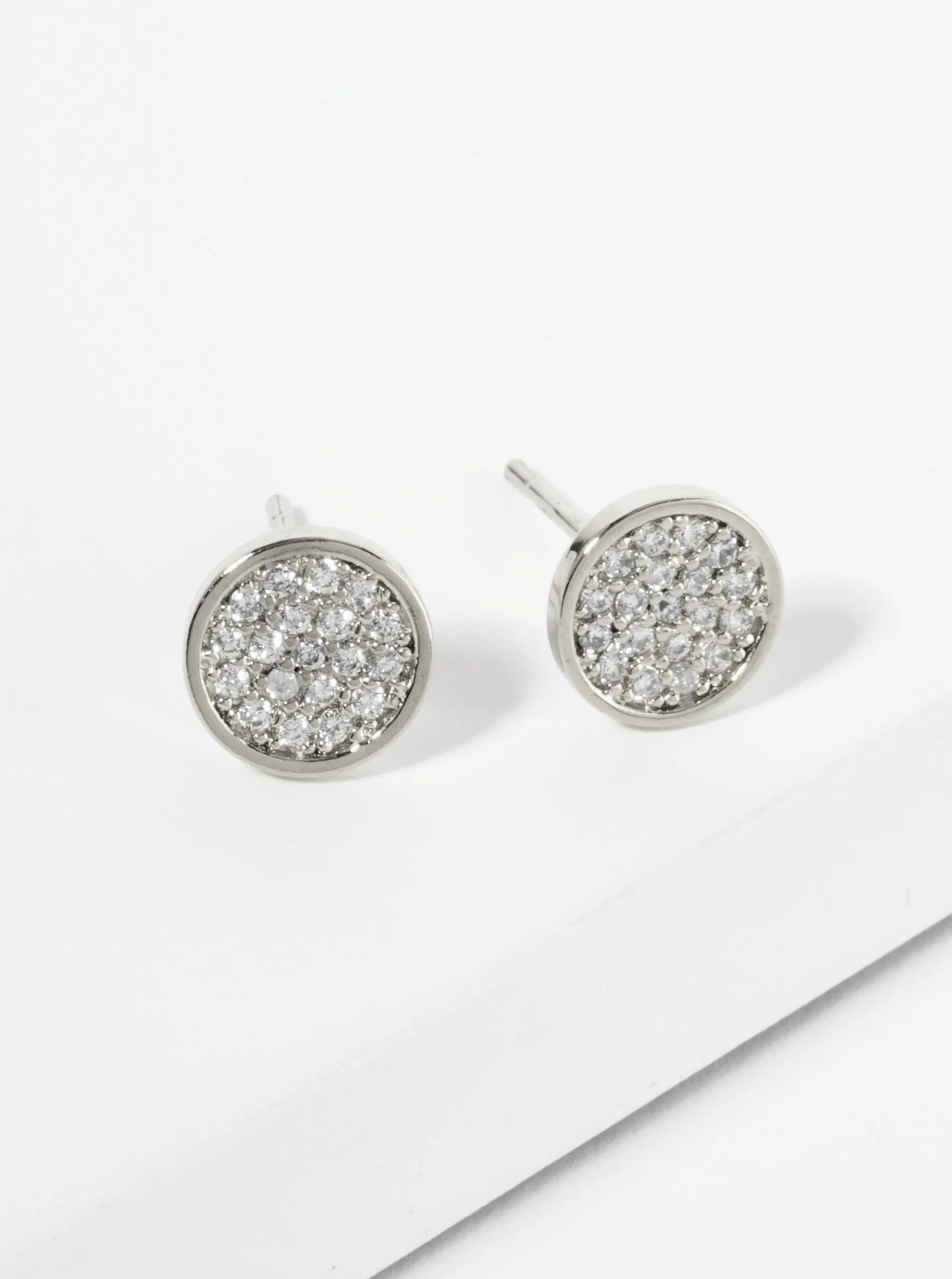 18K Gold Dipped Pave Set CZ 7mm Round Stud Earrings
