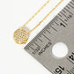 18K Gold Dipped Pave Set CZ 8mm Round Pendant Necklace