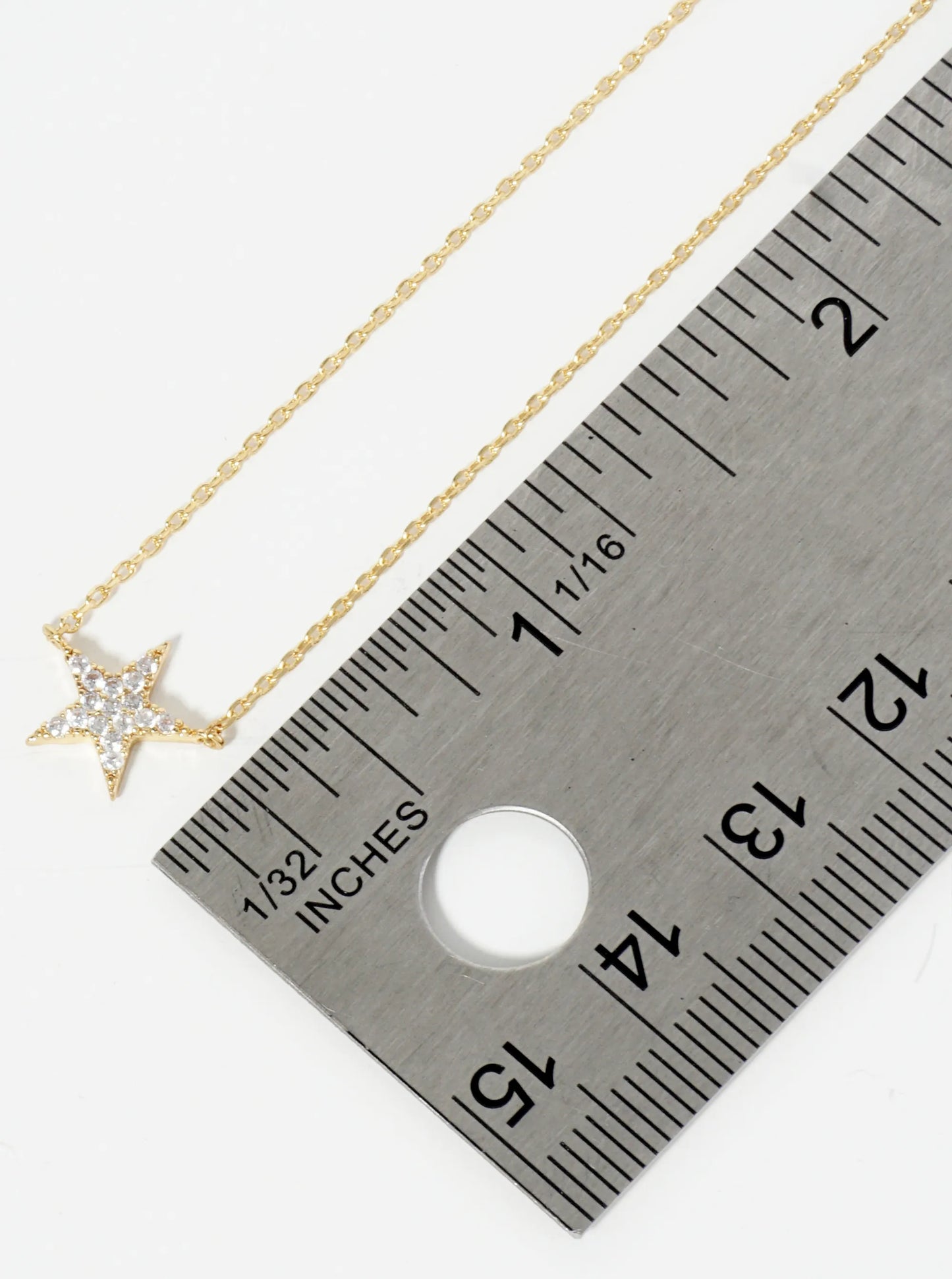 18K Gold Dipped Pave Set CZ 9mm Star Pendant Necklace