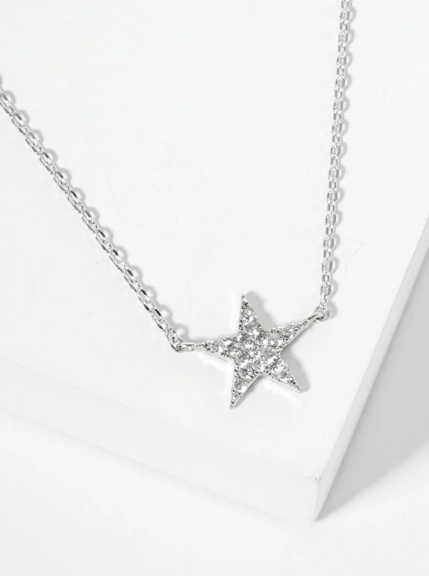 18K Gold Dipped Pave Set CZ 9mm Star Pendant Necklace