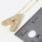 18K Gold Dipped Pave Set CZ Bubble Initial Pendant Necklace