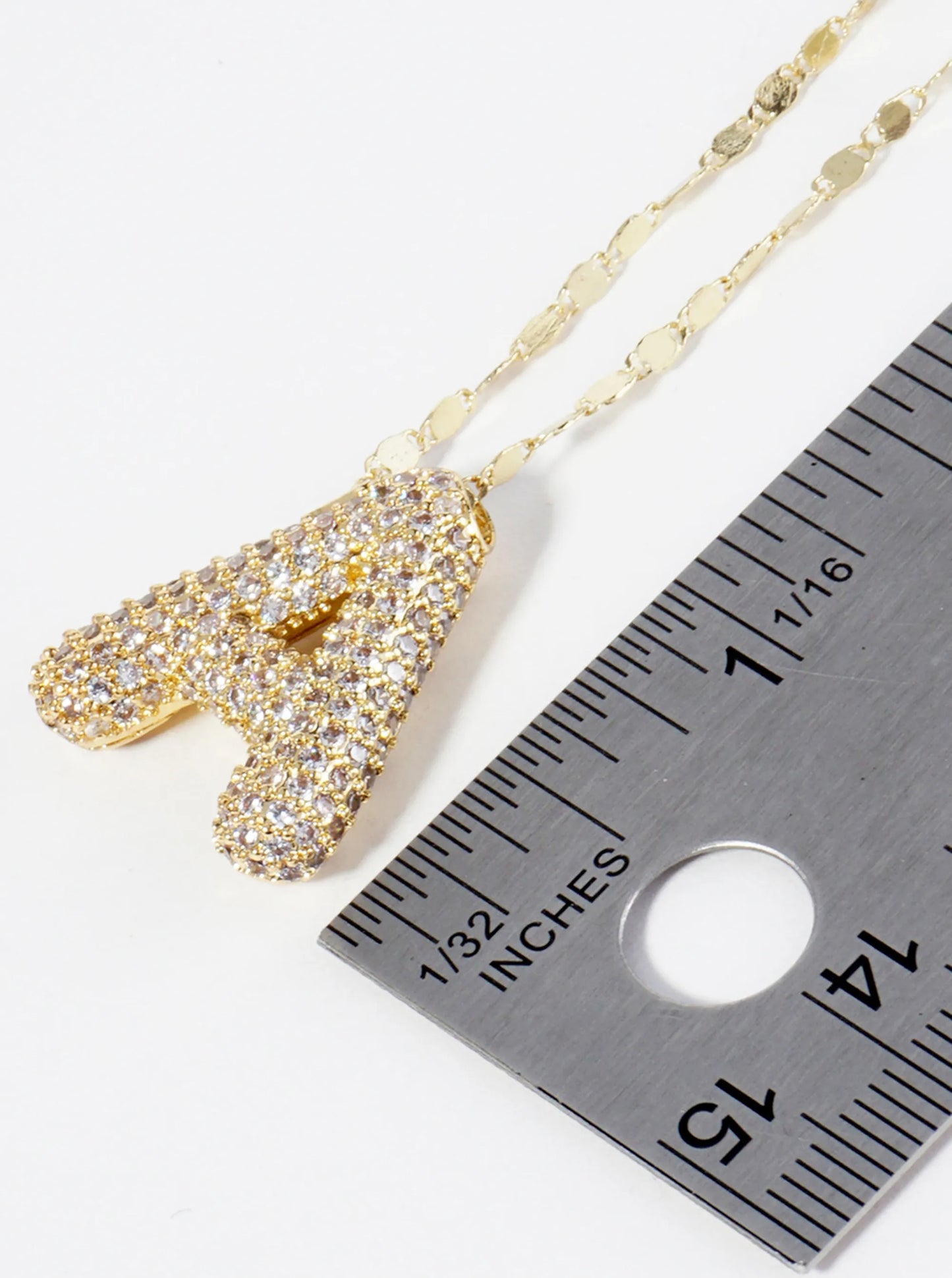 18K Gold Dipped Pave Set CZ Bubble Initial Pendant Necklace