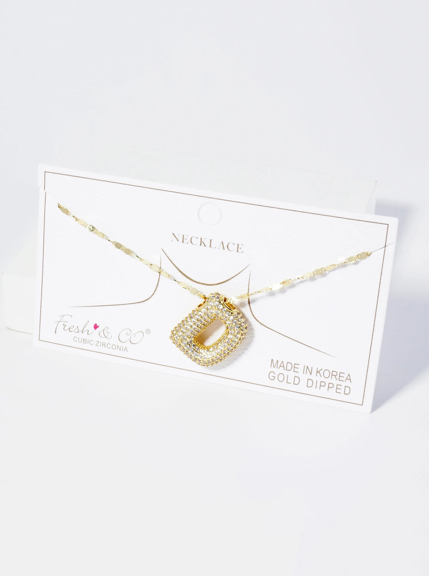 18K Gold Dipped Pave Set CZ Bubble Initial Pendant Necklace