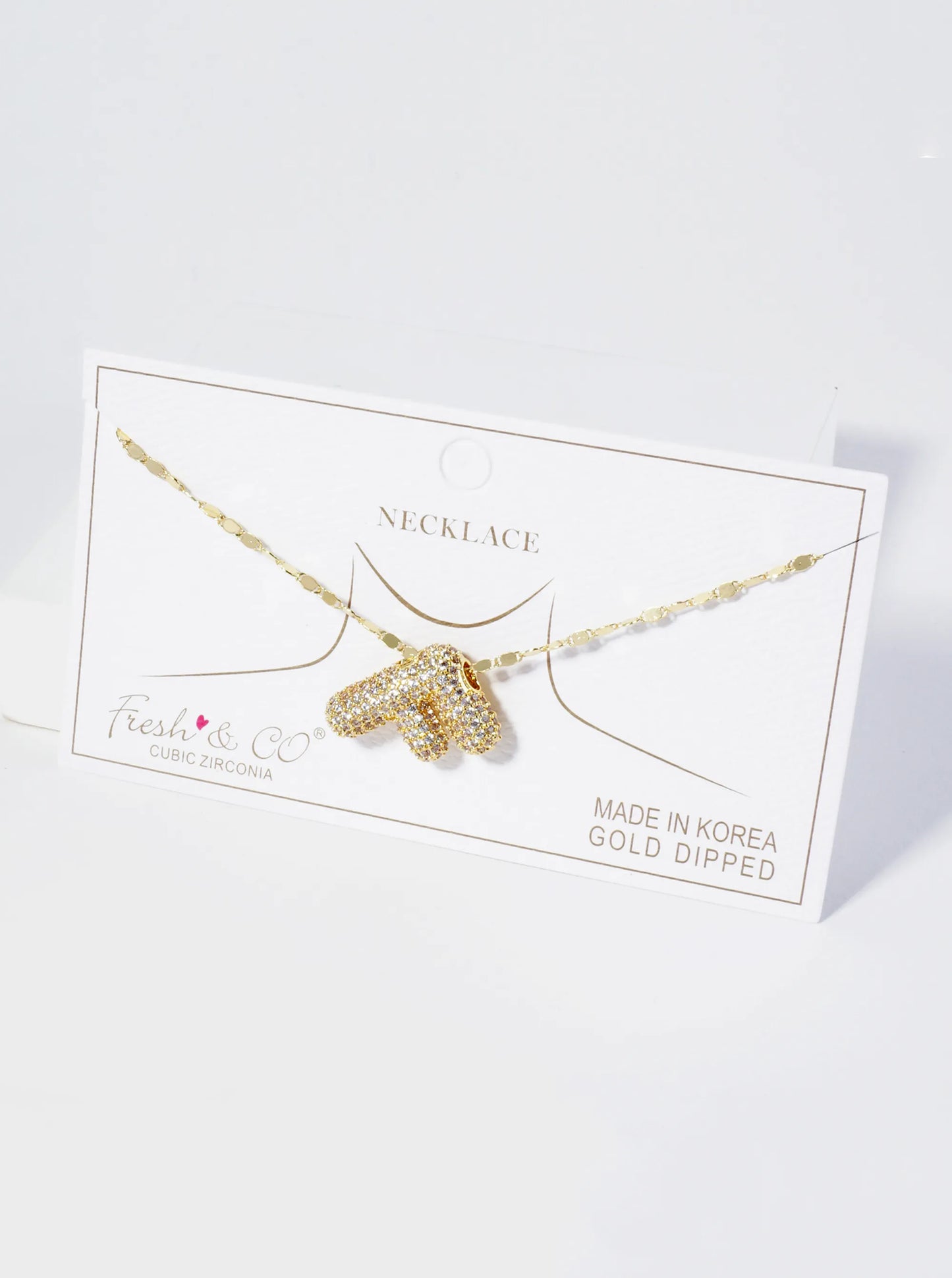 18K Gold Dipped Pave Set CZ Bubble Initial Pendant Necklace