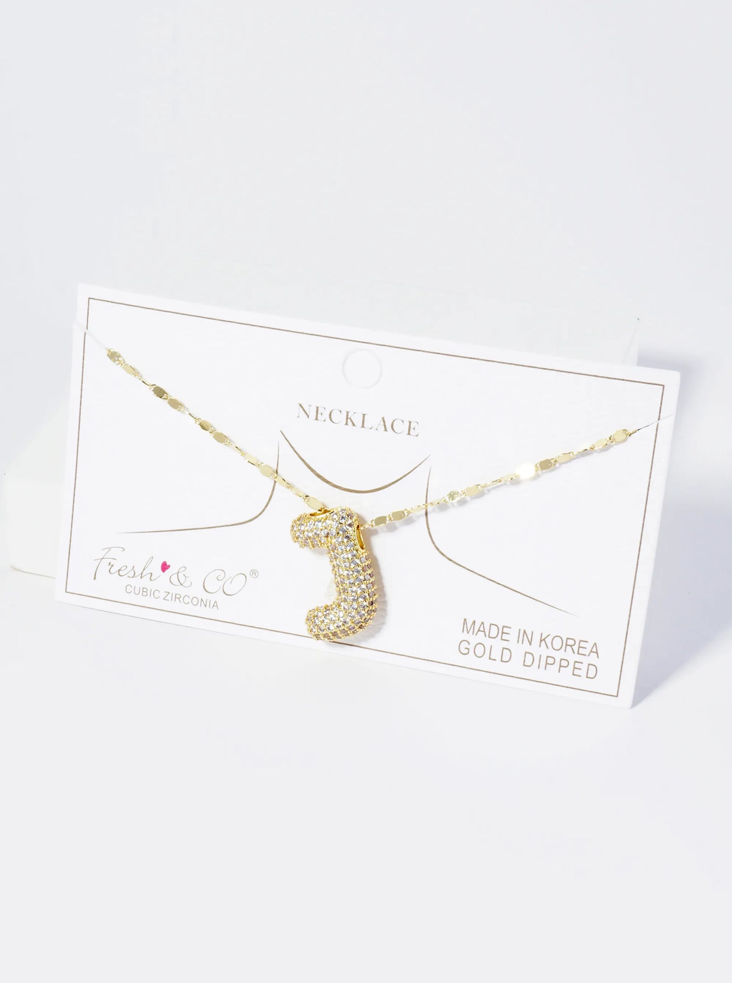 18K Gold Dipped Pave Set CZ Bubble Initial Pendant Necklace