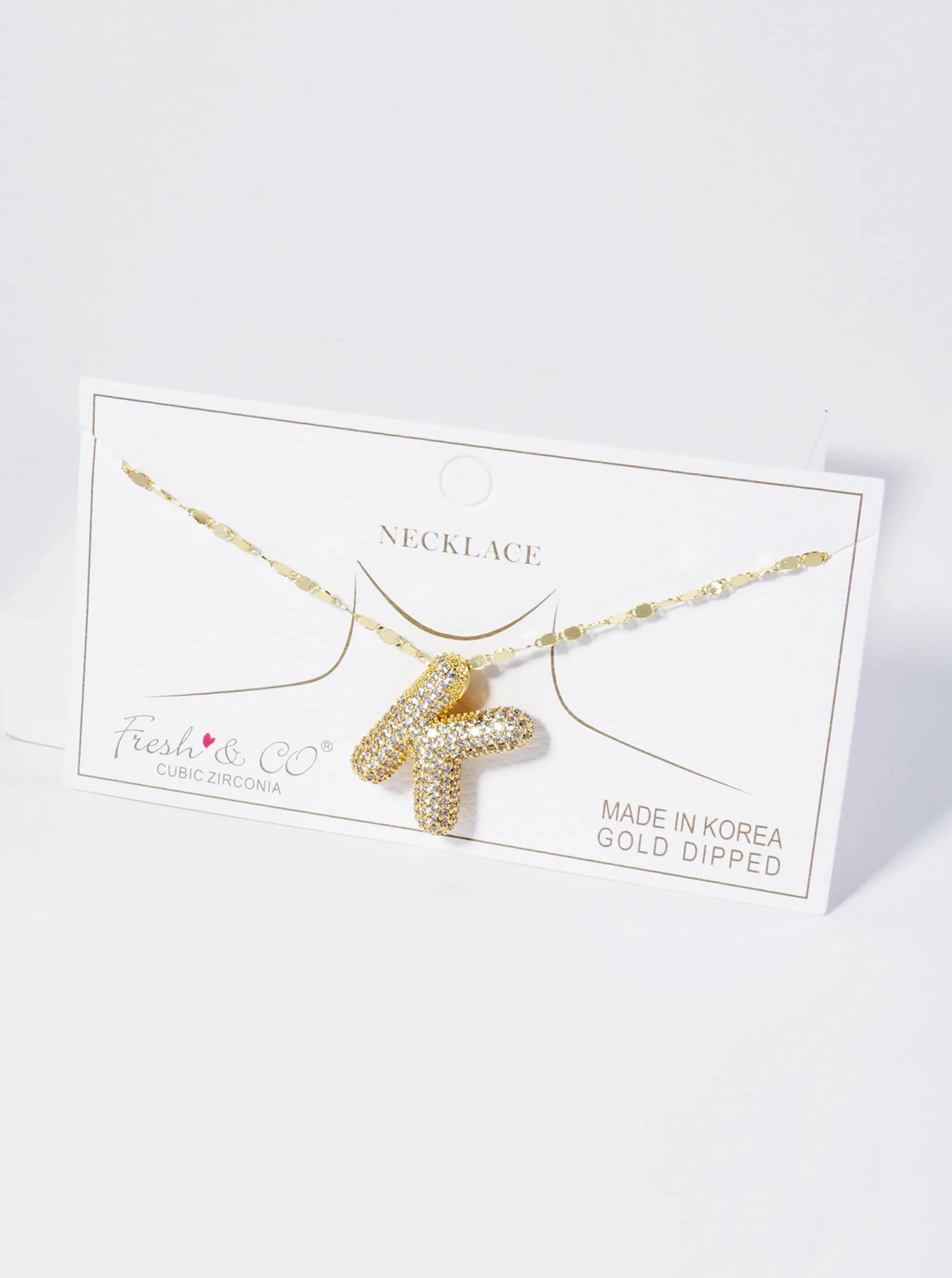 18K Gold Dipped Pave Set CZ Bubble Initial Pendant Necklace