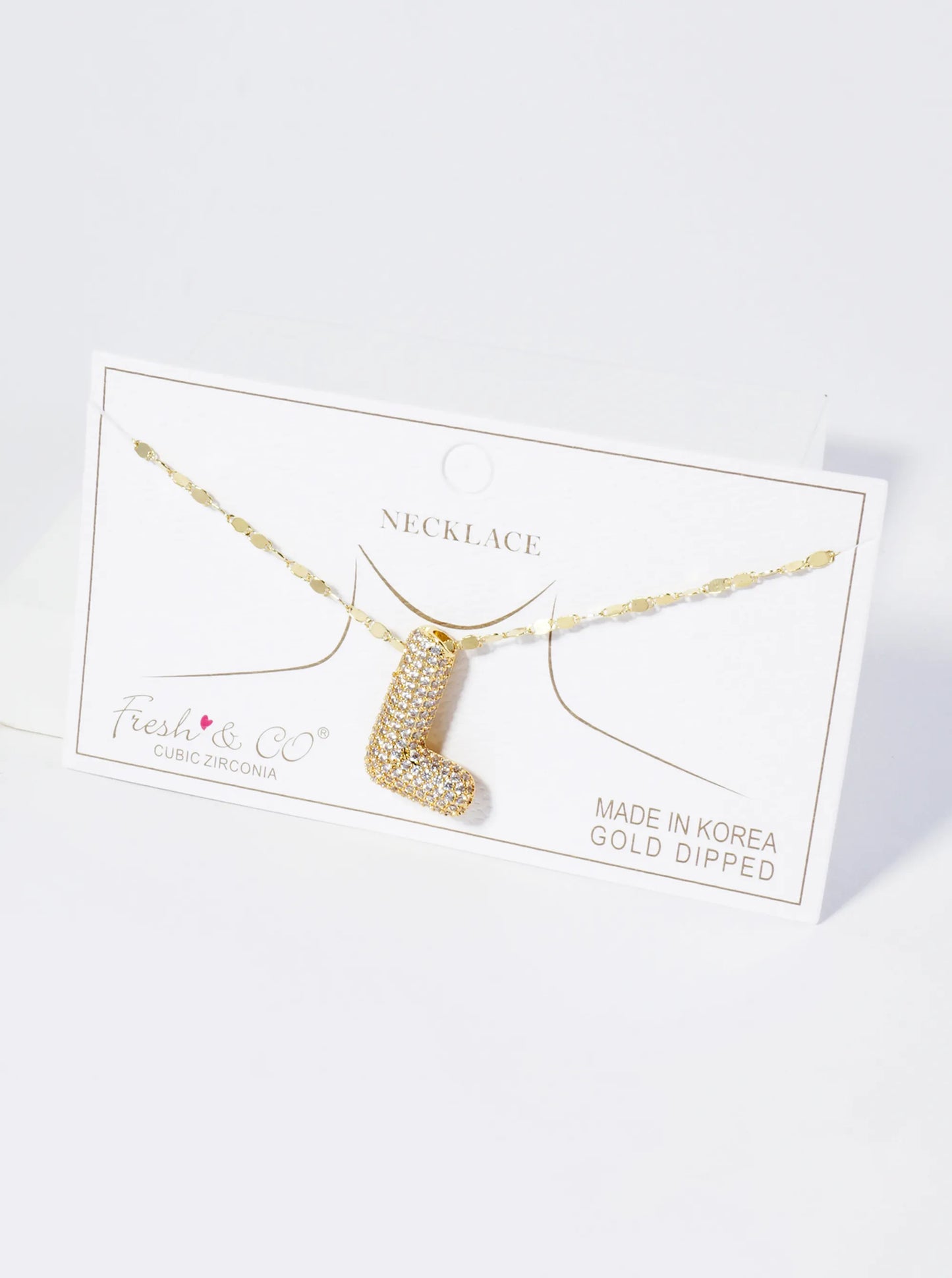 18K Gold Dipped Pave Set CZ Bubble Initial Pendant Necklace