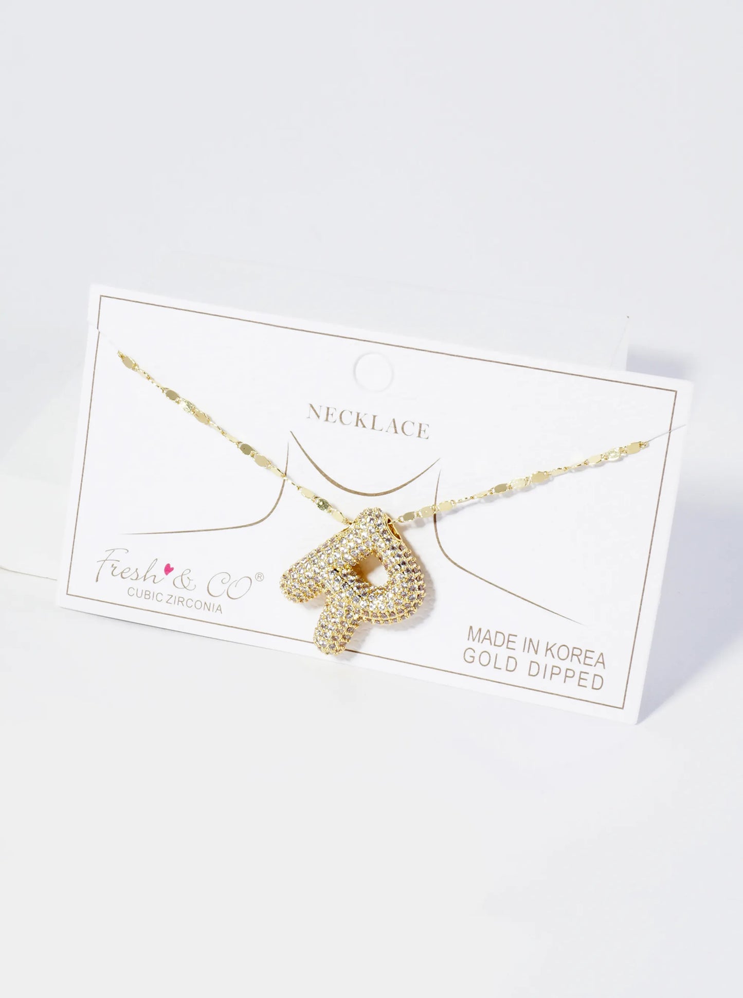 18K Gold Dipped Pave Set CZ Bubble Initial Pendant Necklace