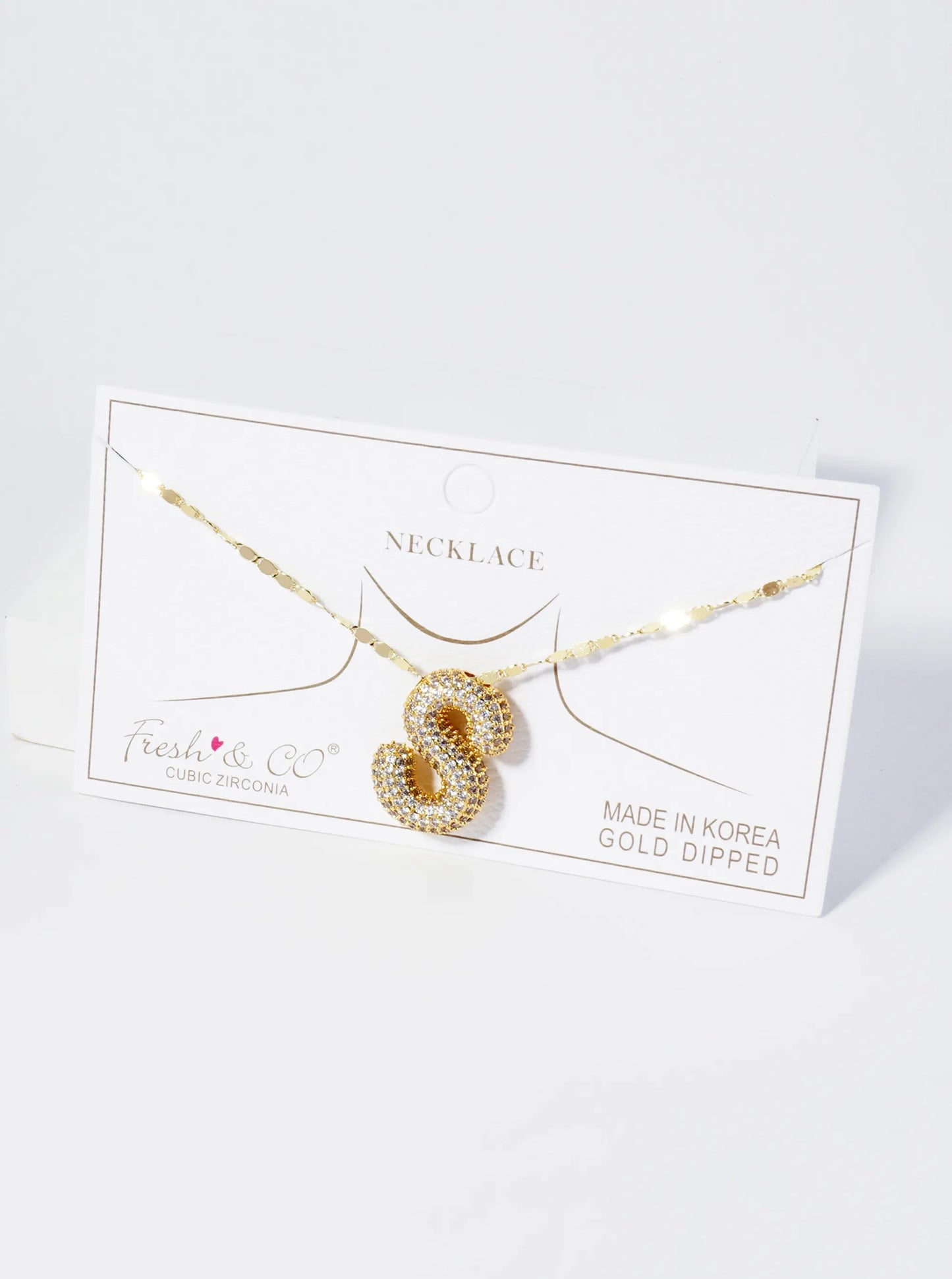 18K Gold Dipped Pave Set CZ Bubble Initial Pendant Necklace