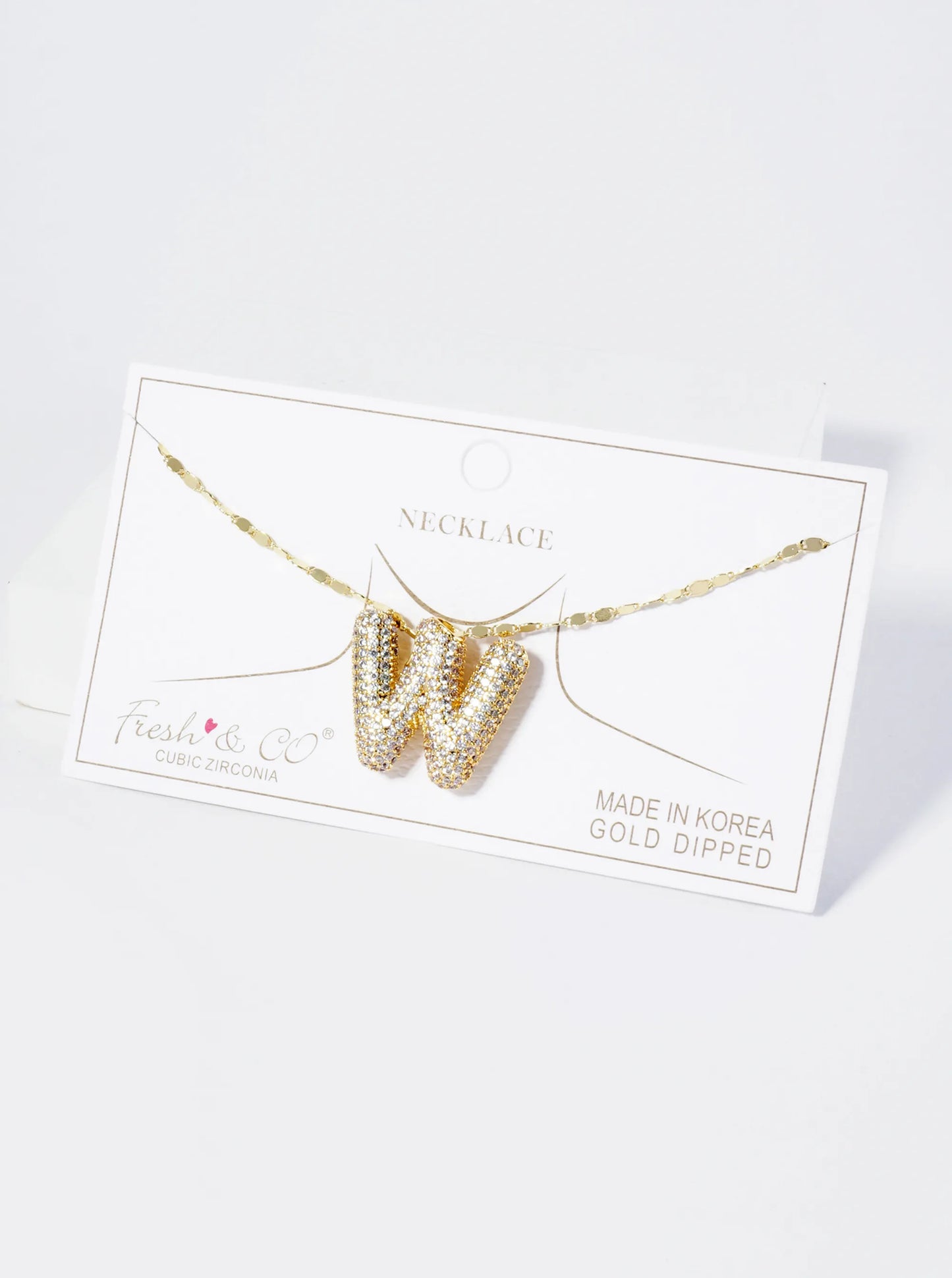18K Gold Dipped Pave Set CZ Bubble Initial Pendant Necklace