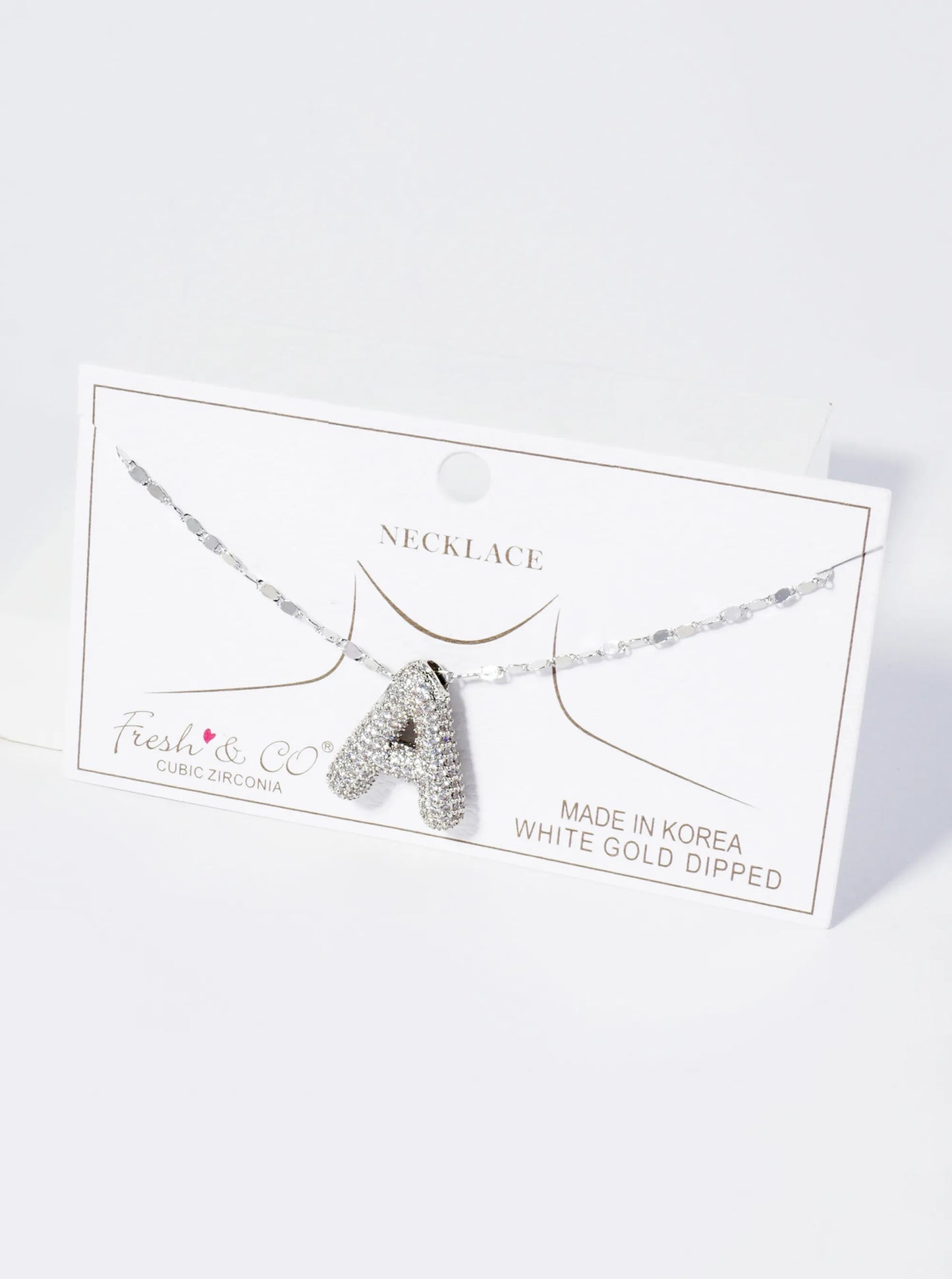 18K Gold Dipped Pave Set CZ Bubble Initial Pendant Necklace