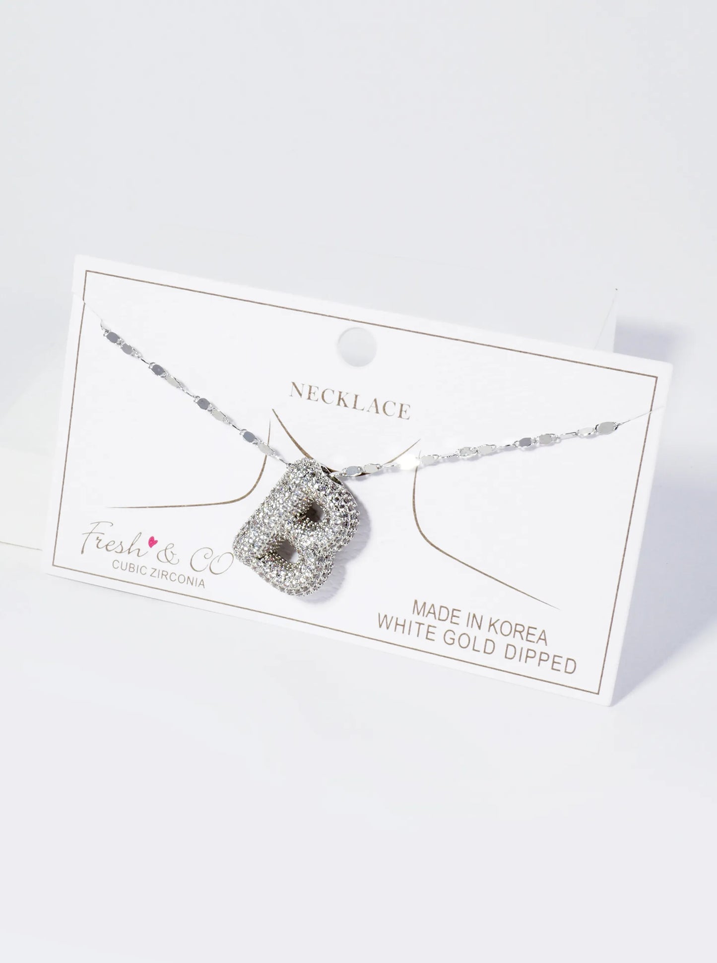 18K Gold Dipped Pave Set CZ Bubble Initial Pendant Necklace