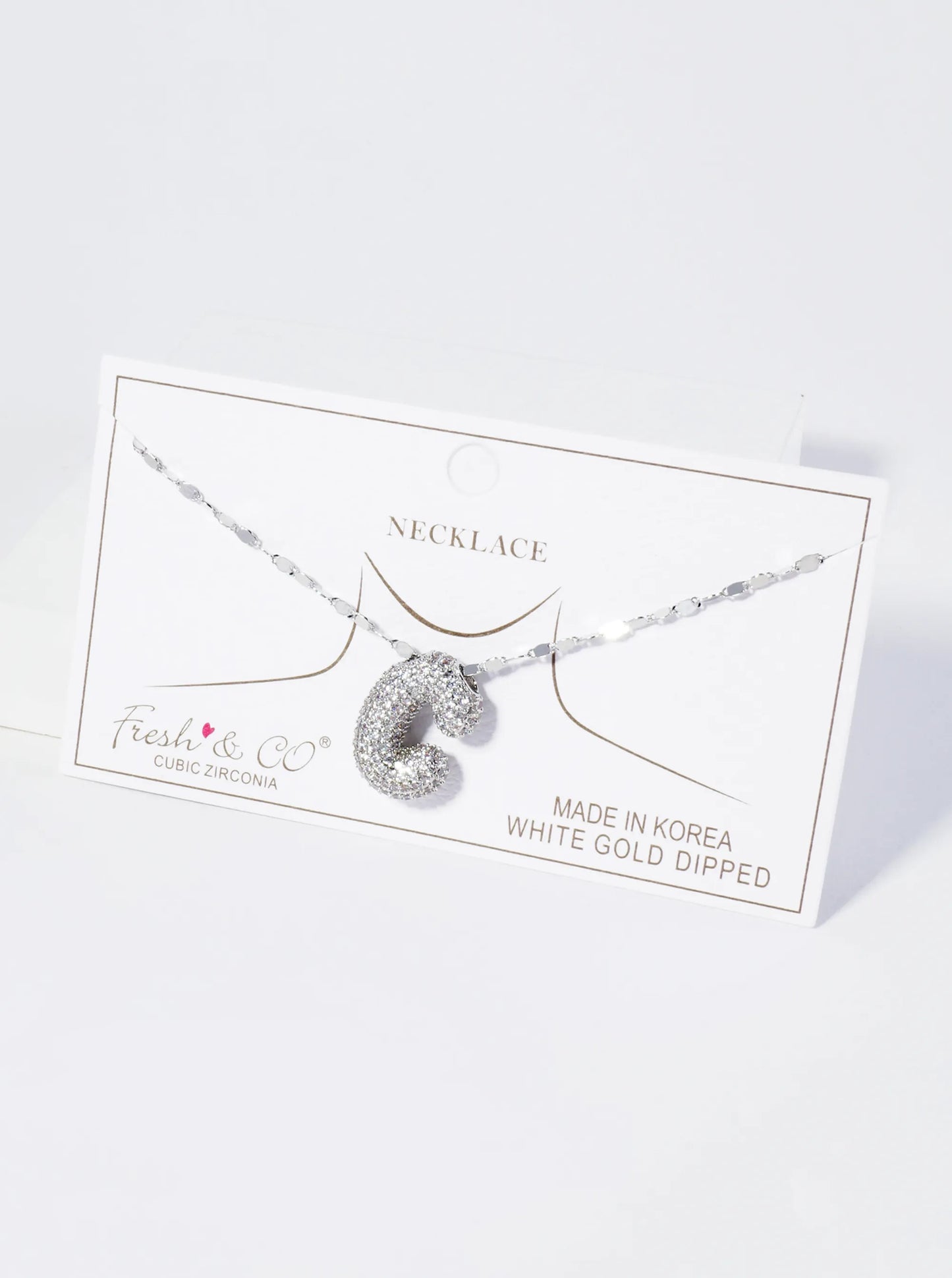 18K Gold Dipped Pave Set CZ Bubble Initial Pendant Necklace