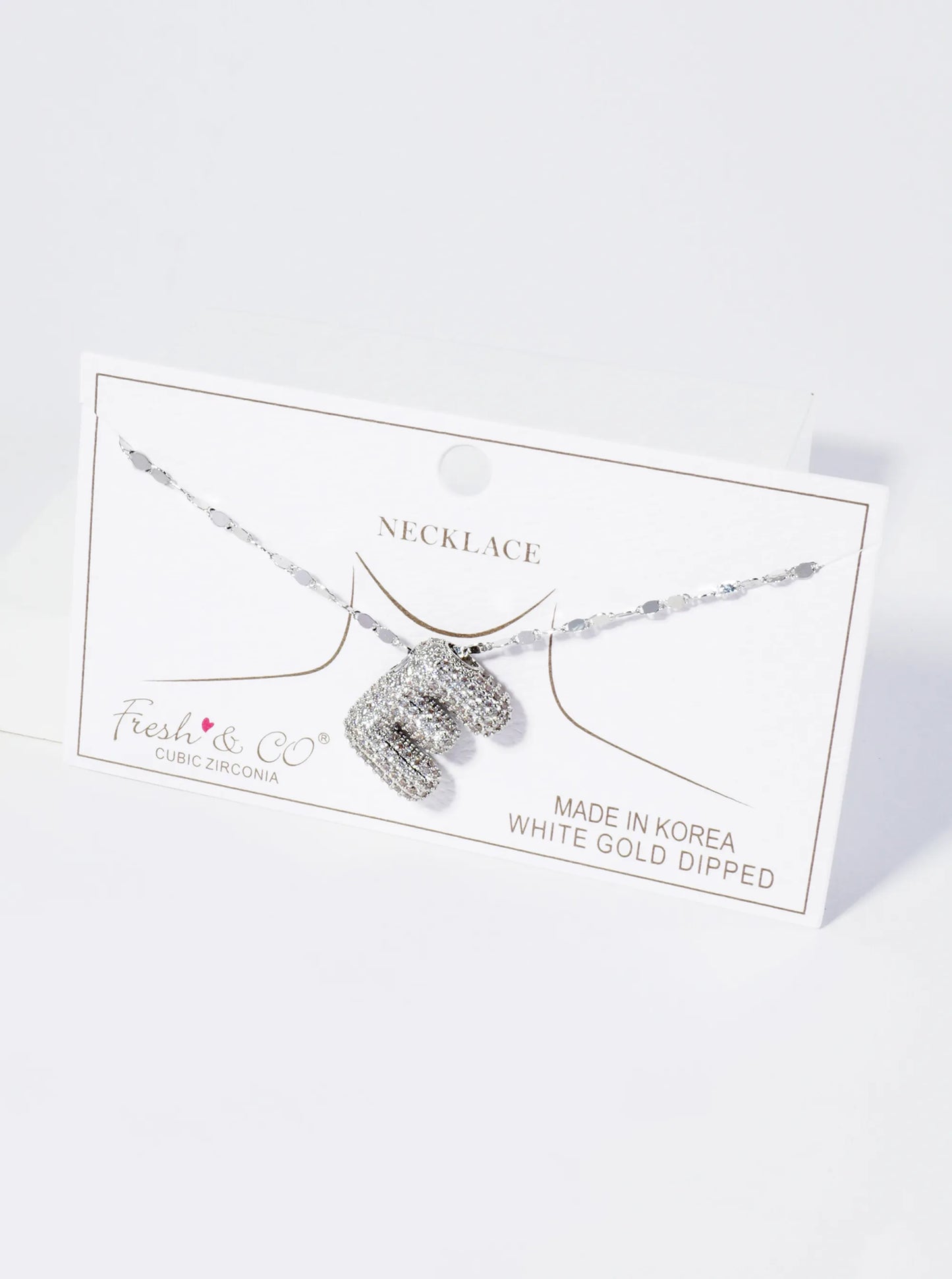 18K Gold Dipped Pave Set CZ Bubble Initial Pendant Necklace