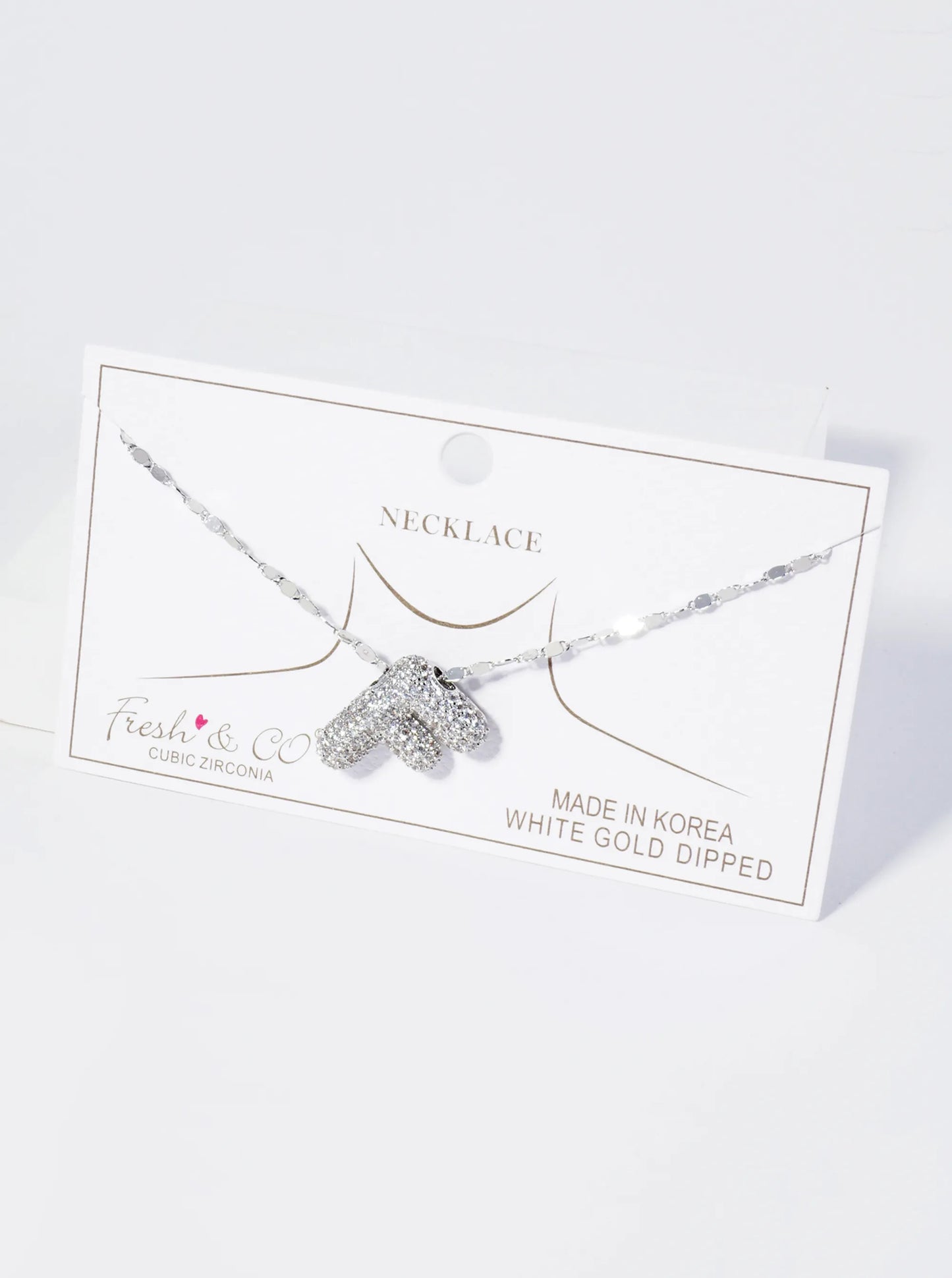 18K Gold Dipped Pave Set CZ Bubble Initial Pendant Necklace