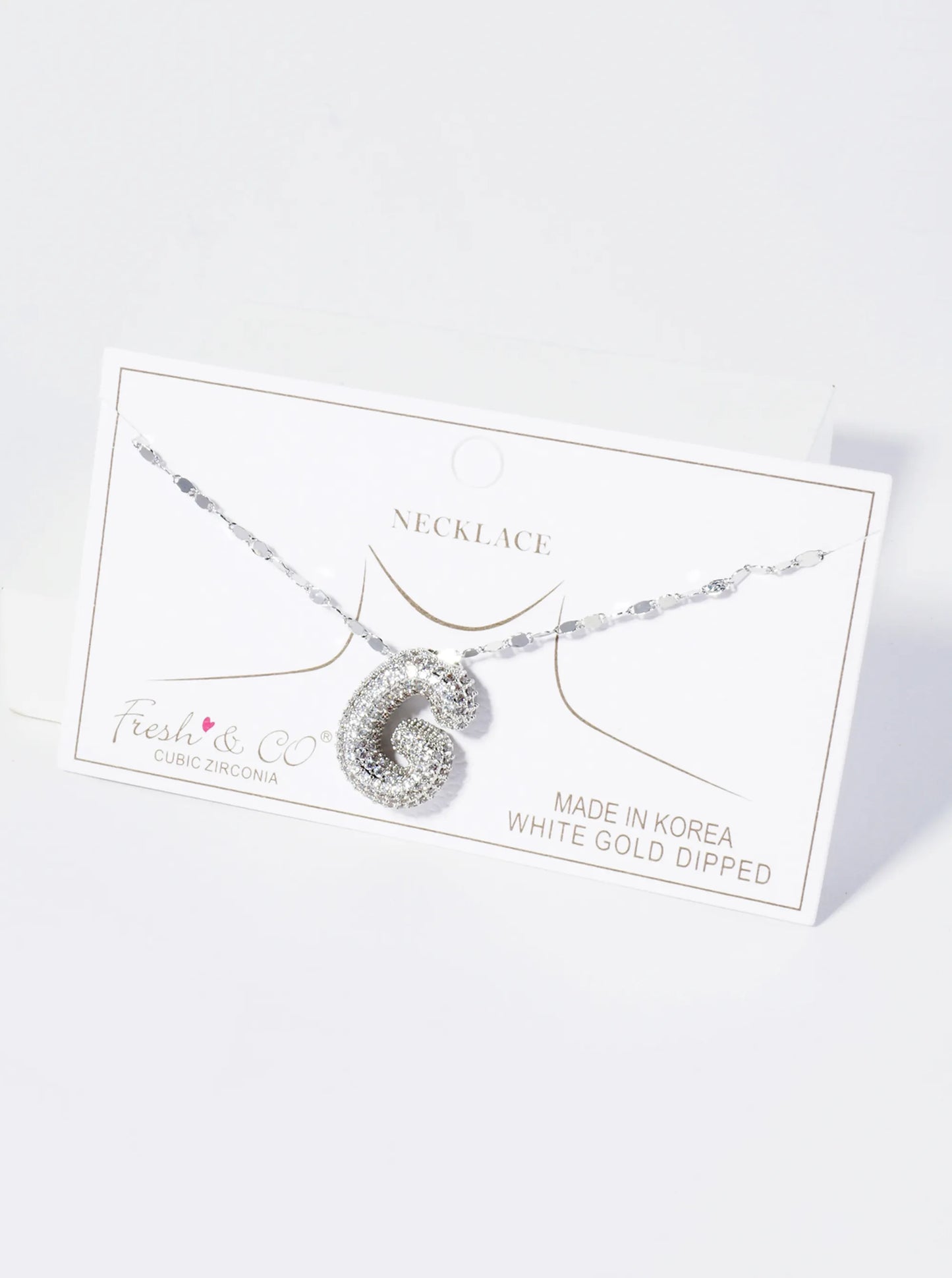 18K Gold Dipped Pave Set CZ Bubble Initial Pendant Necklace