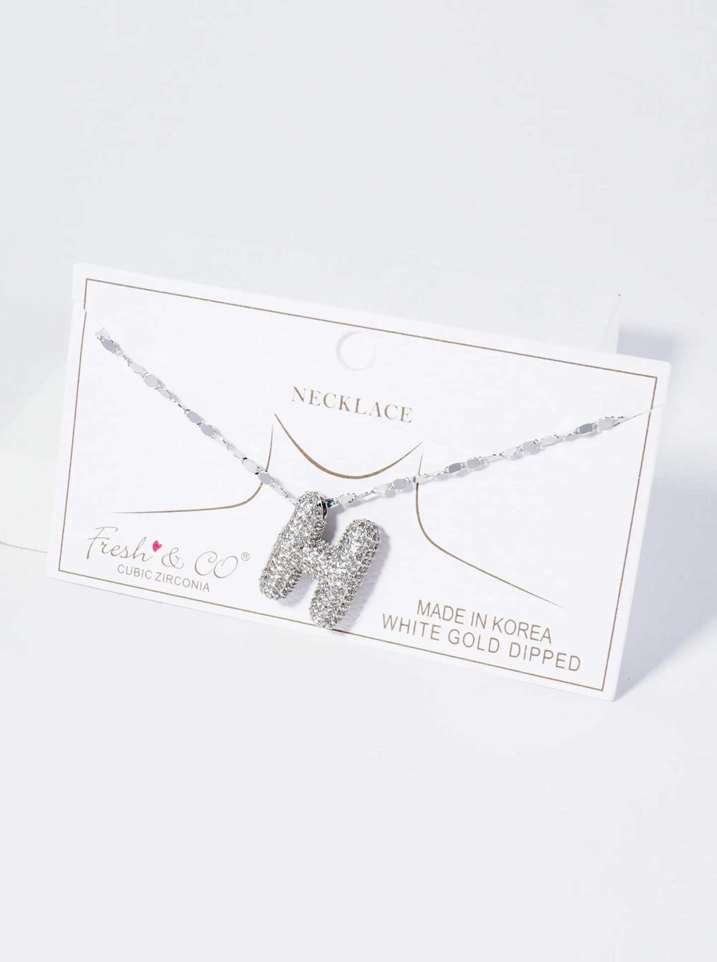 18K Gold Dipped Pave Set CZ Bubble Initial Pendant Necklace