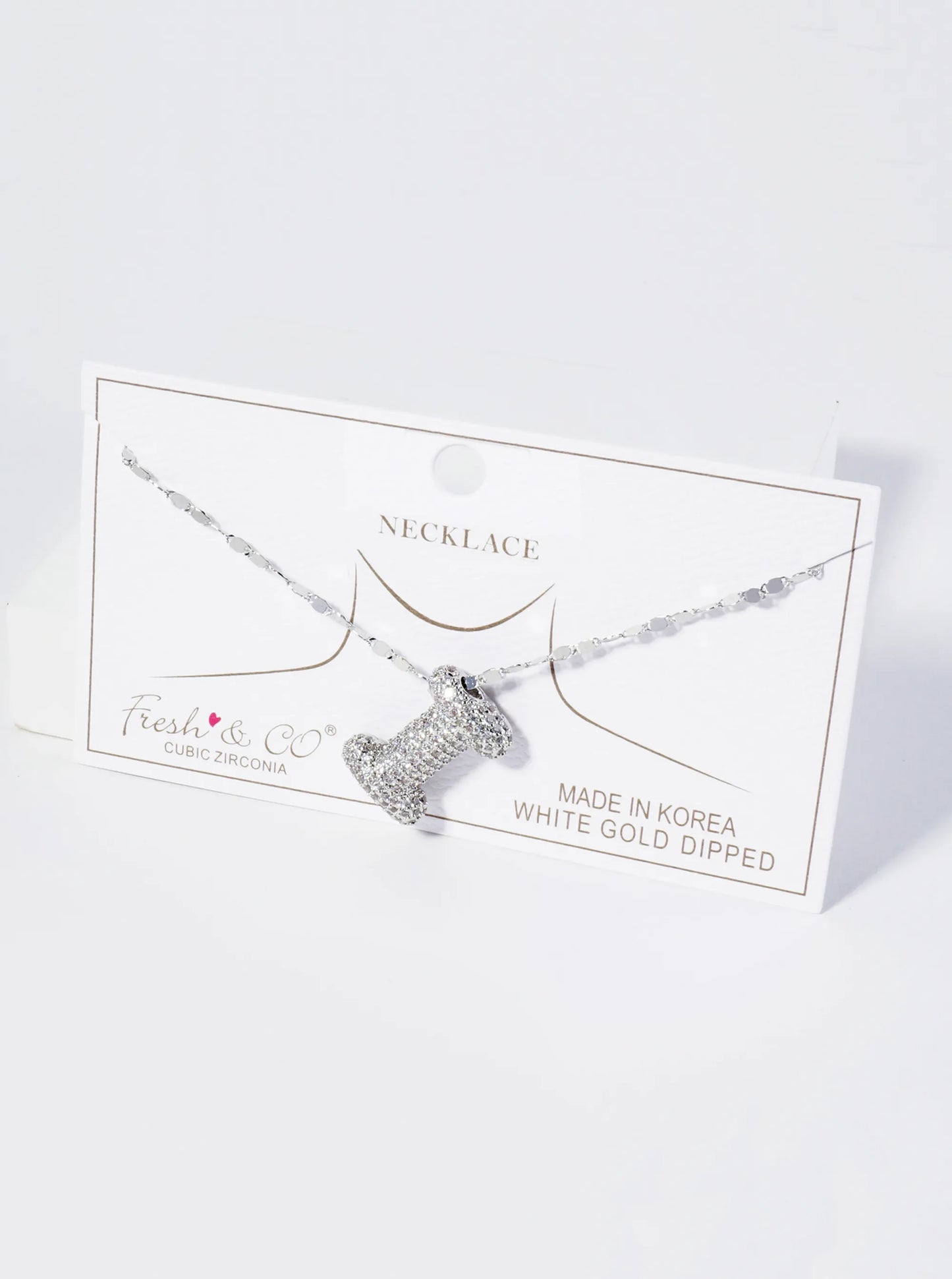 18K Gold Dipped Pave Set CZ Bubble Initial Pendant Necklace