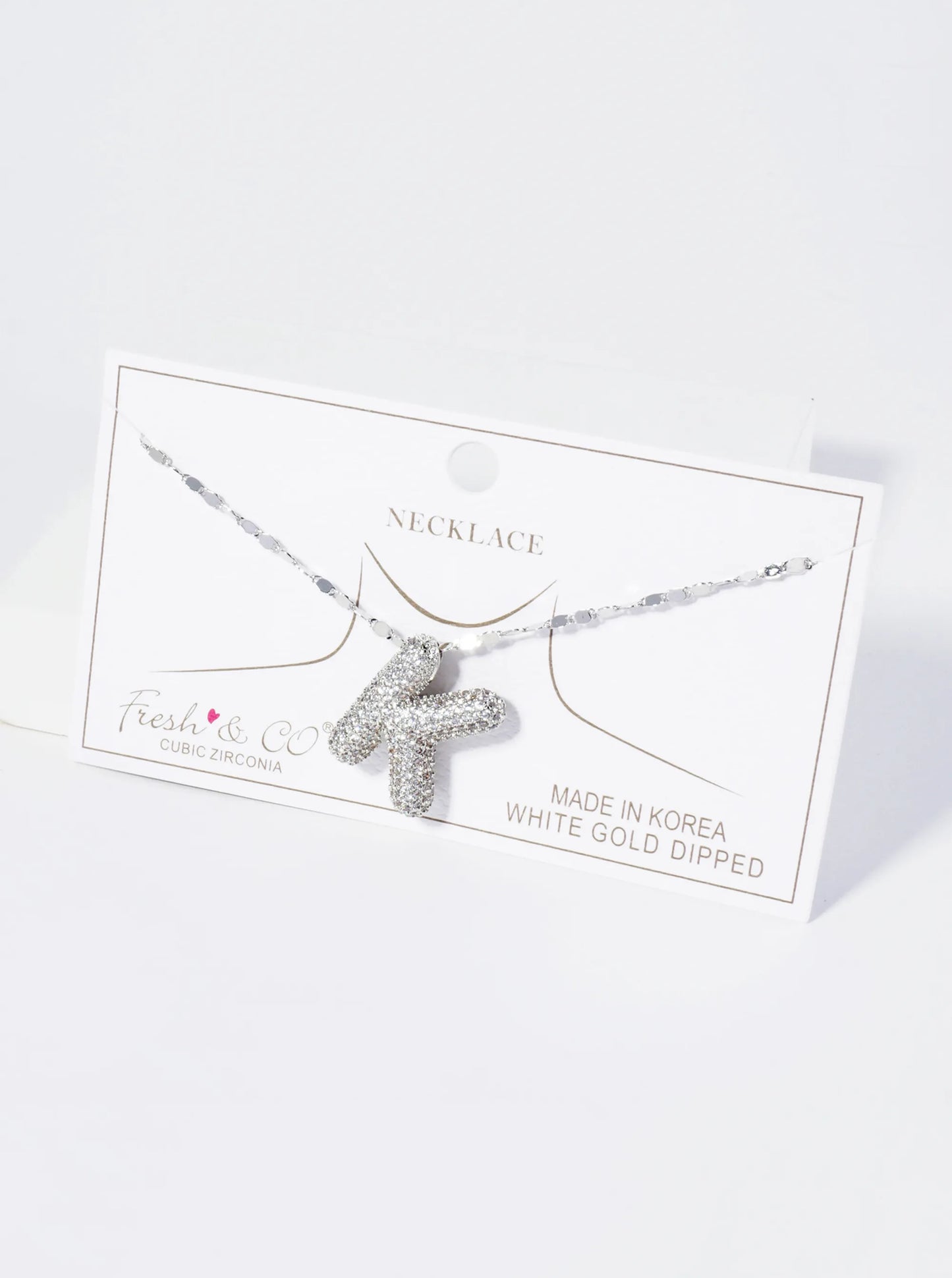 18K Gold Dipped Pave Set CZ Bubble Initial Pendant Necklace