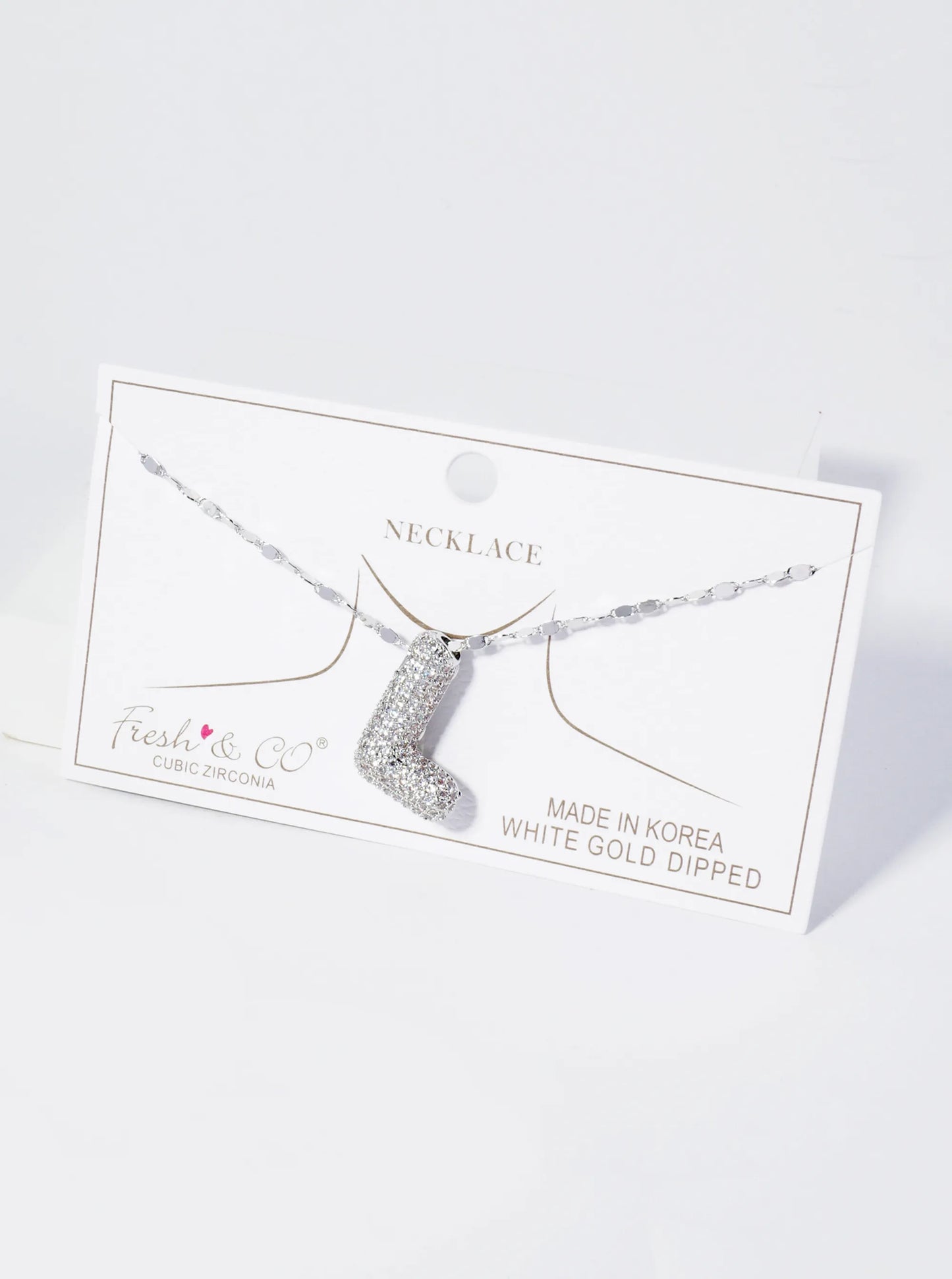 18K Gold Dipped Pave Set CZ Bubble Initial Pendant Necklace