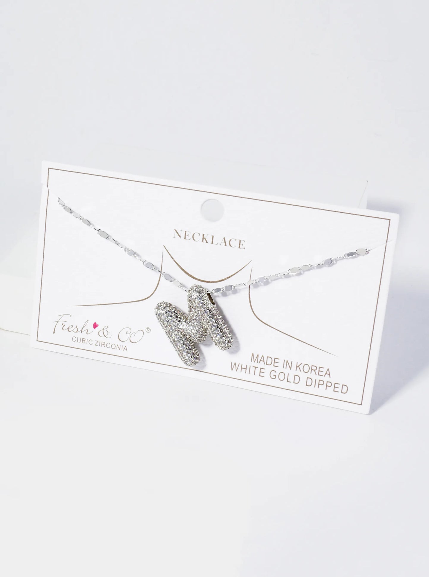 18K Gold Dipped Pave Set CZ Bubble Initial Pendant Necklace