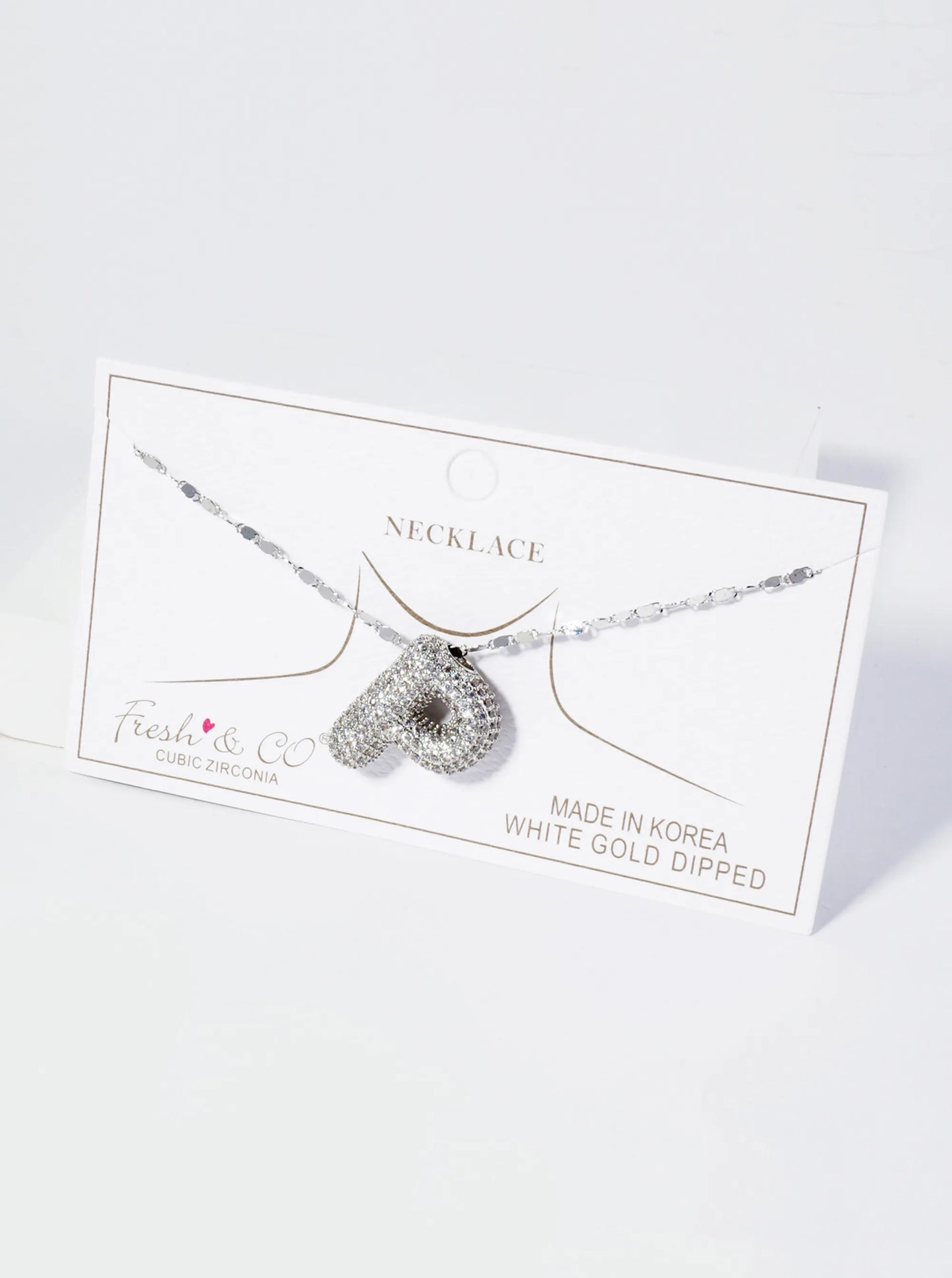 18K Gold Dipped Pave Set CZ Bubble Initial Pendant Necklace