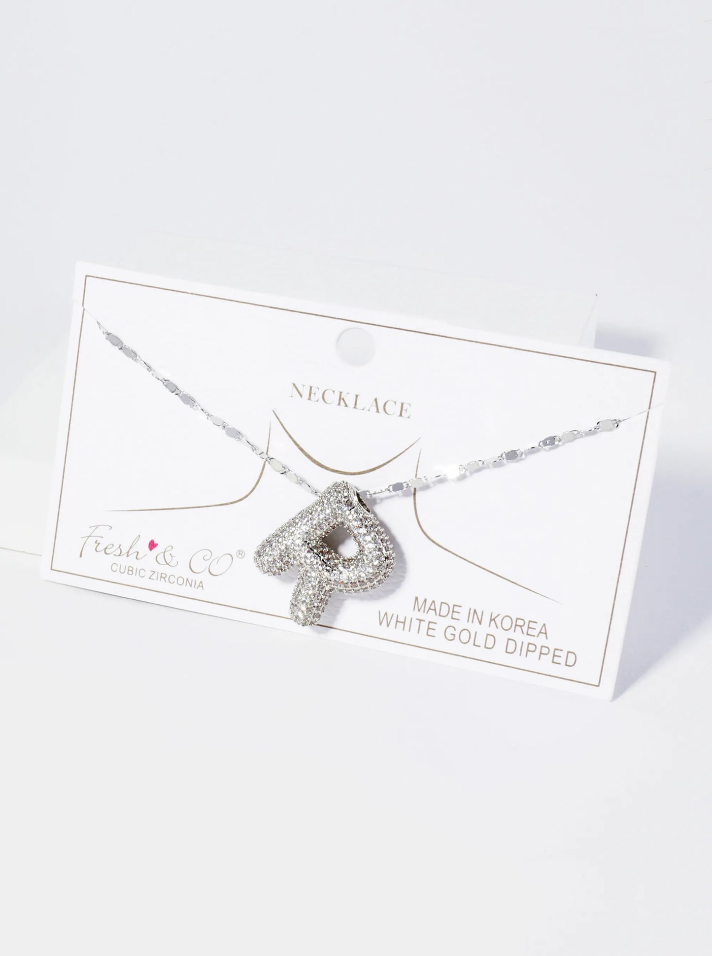 18K Gold Dipped Pave Set CZ Bubble Initial Pendant Necklace