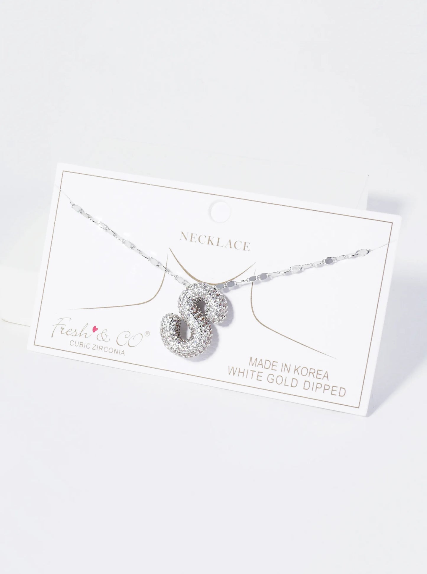 18K Gold Dipped Pave Set CZ Bubble Initial Pendant Necklace