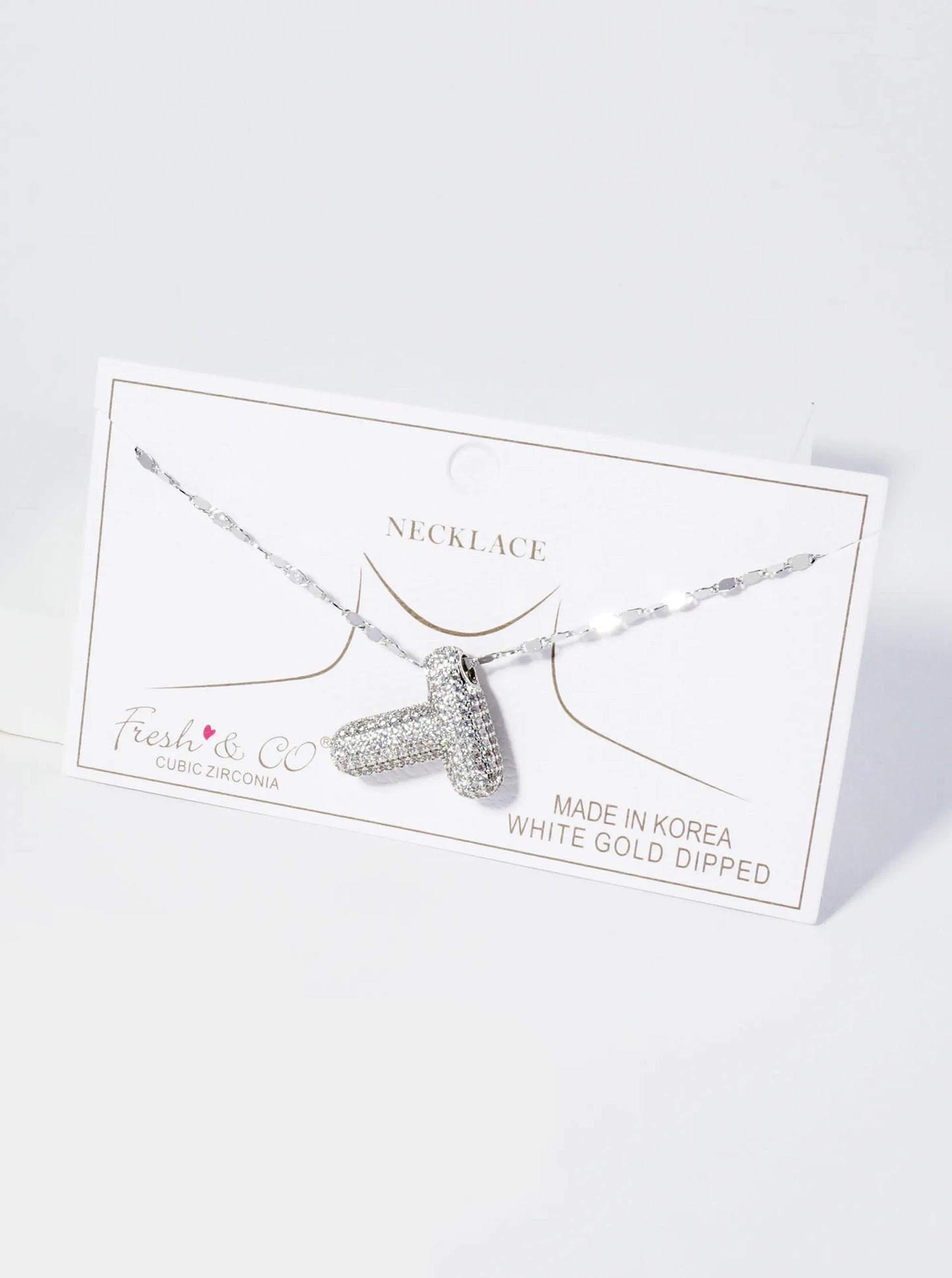 18K Gold Dipped Pave Set CZ Bubble Initial Pendant Necklace