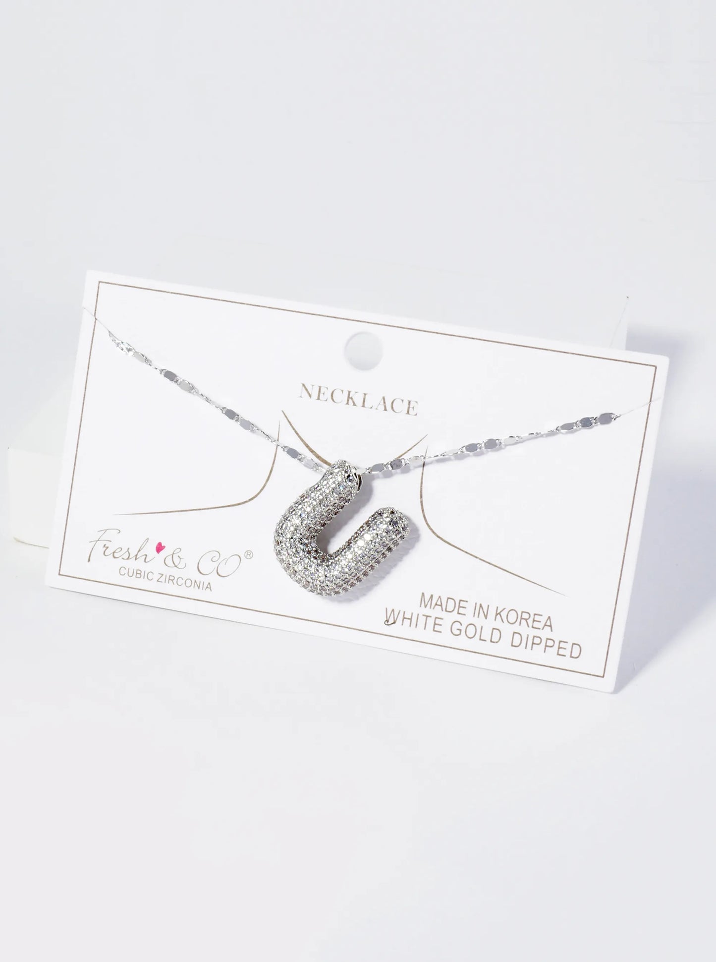 18K Gold Dipped Pave Set CZ Bubble Initial Pendant Necklace