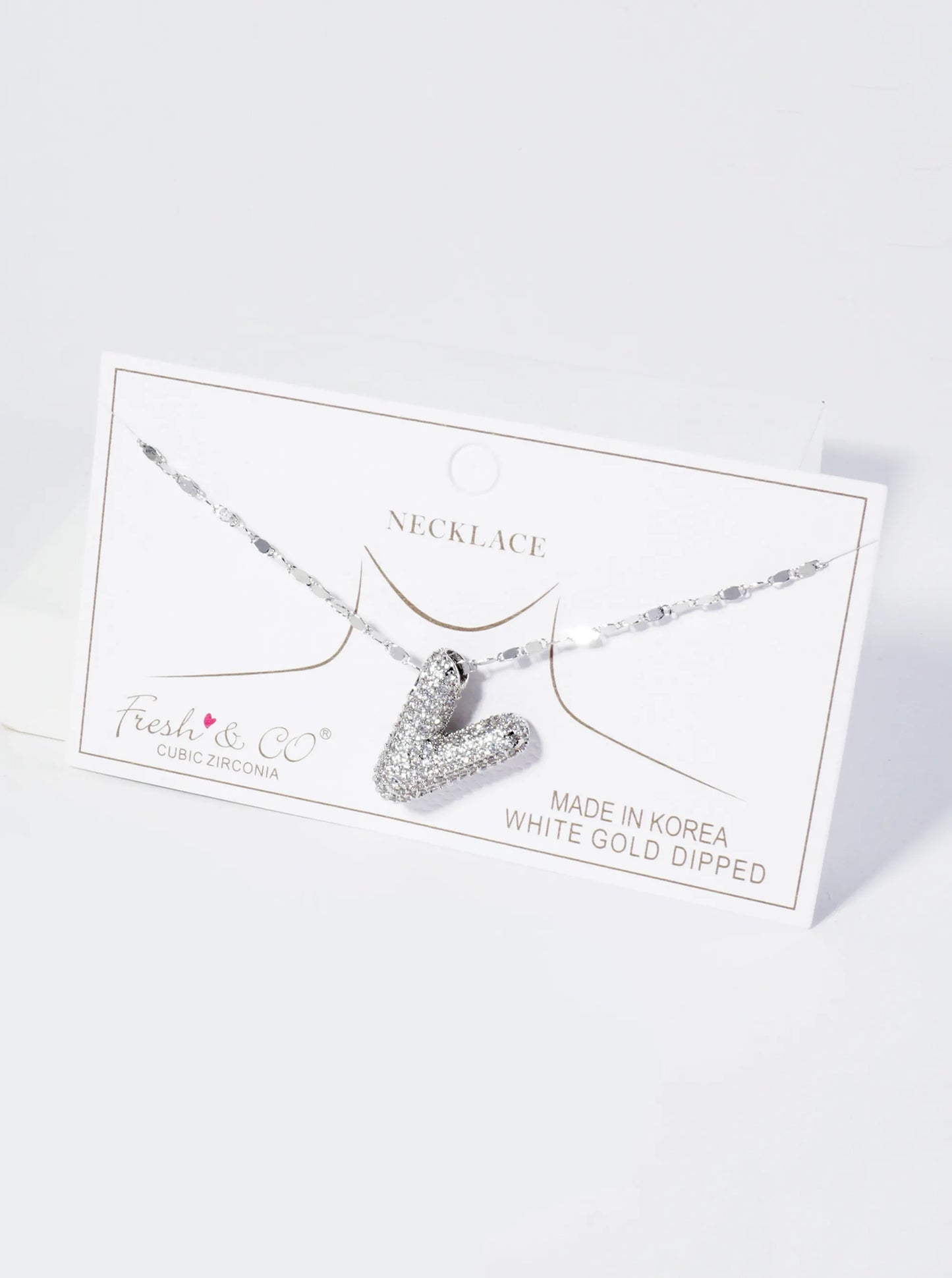 18K Gold Dipped Pave Set CZ Bubble Initial Pendant Necklace