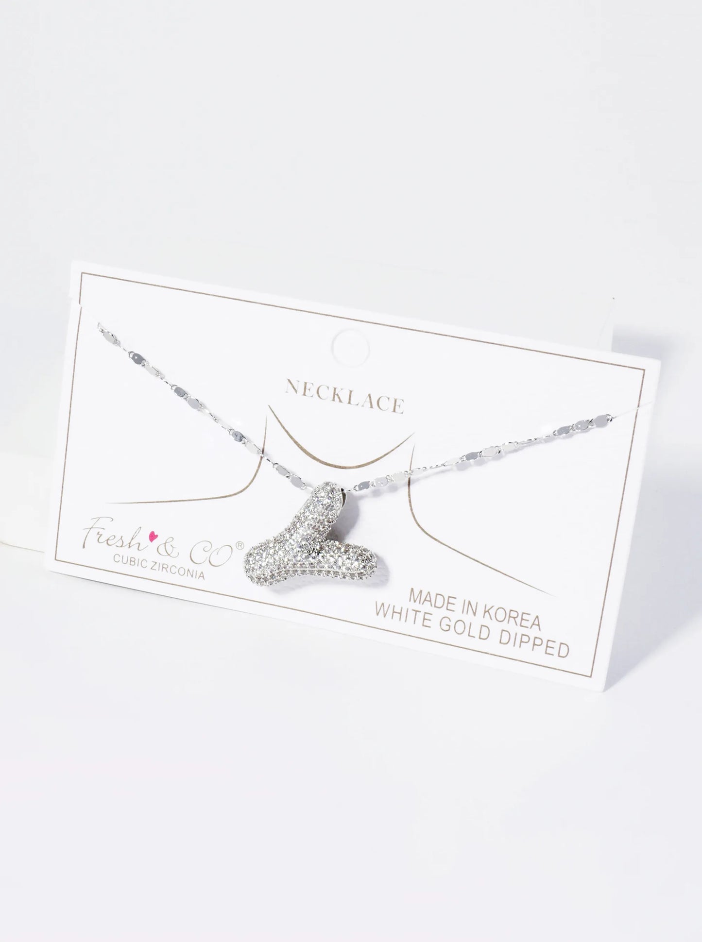 18K Gold Dipped Pave Set CZ Bubble Initial Pendant Necklace