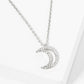 18K Gold Dipped Pave Set CZ Crescent Moon Pendant Necklace