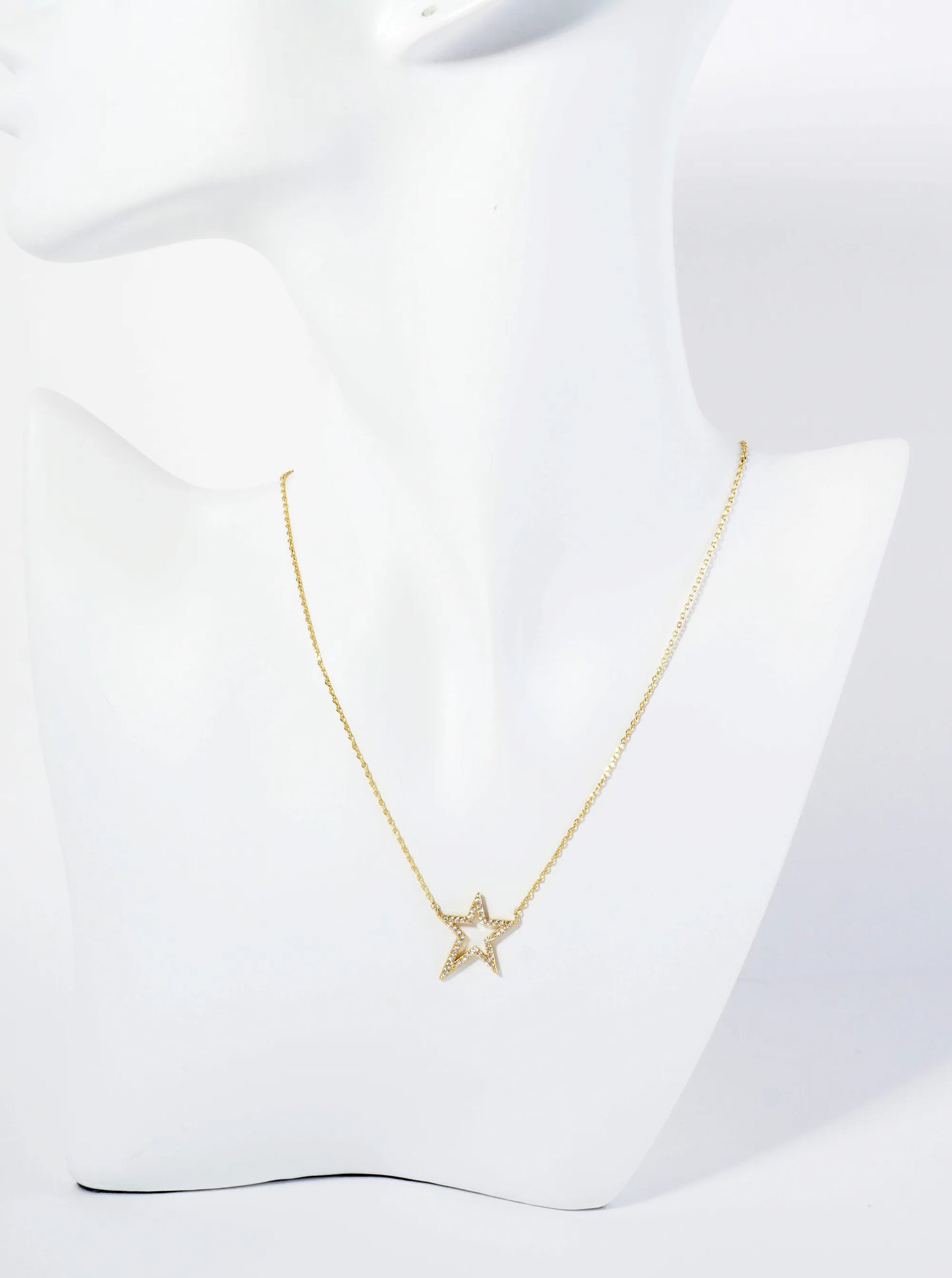 18K Gold Dipped Pave Set CZ Dynamic Star Pendant Necklace