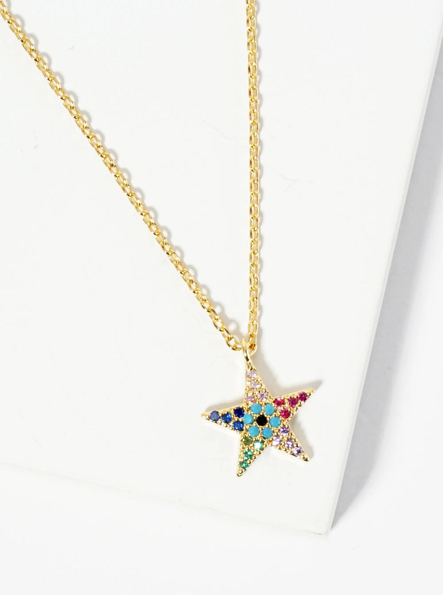 18K Gold Dipped Pave Set CZ Evil Eye Star Pendant Necklace