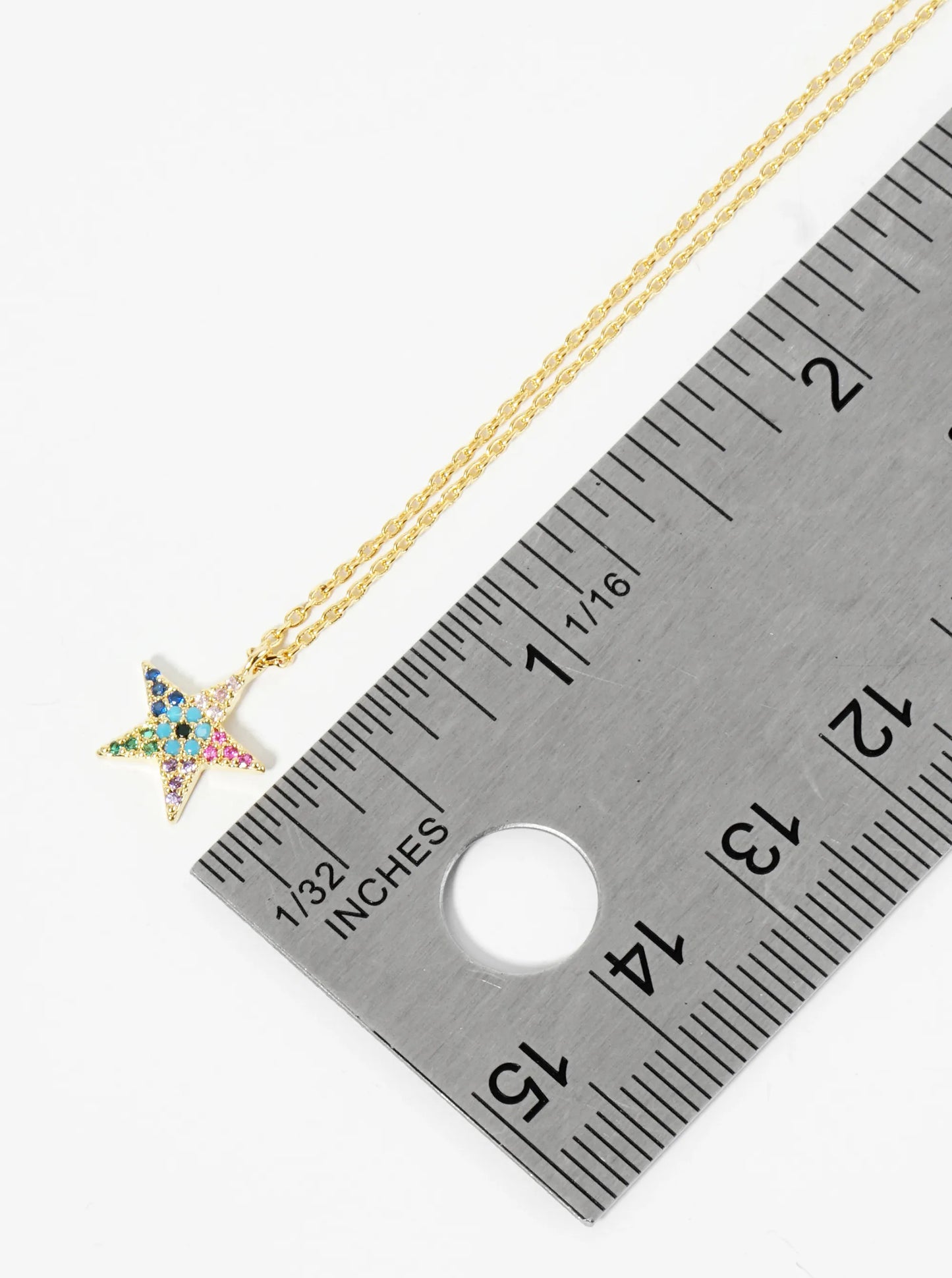 18K Gold Dipped Pave Set CZ Evil Eye Star Pendant Necklace