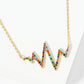 18K Gold Dipped Pave Set CZ Heartbeat Pendant Necklace
