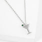 18K Gold Dipped Pave Set CZ Martini Pendant Necklace