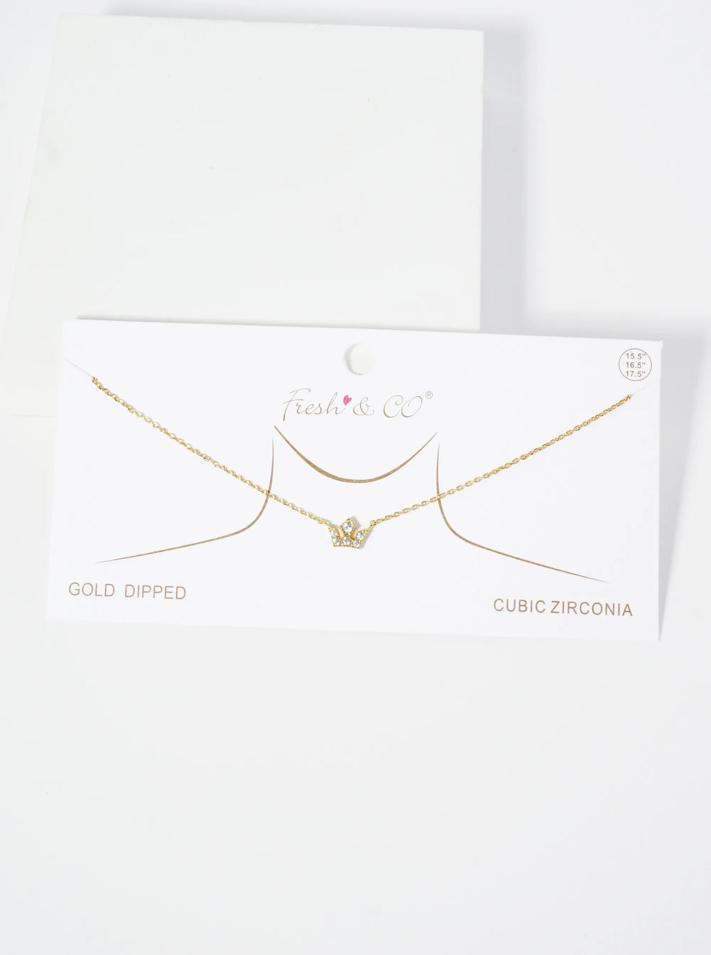 18K Gold Dipped Pave Set CZ Mini Crown Pendant Necklace