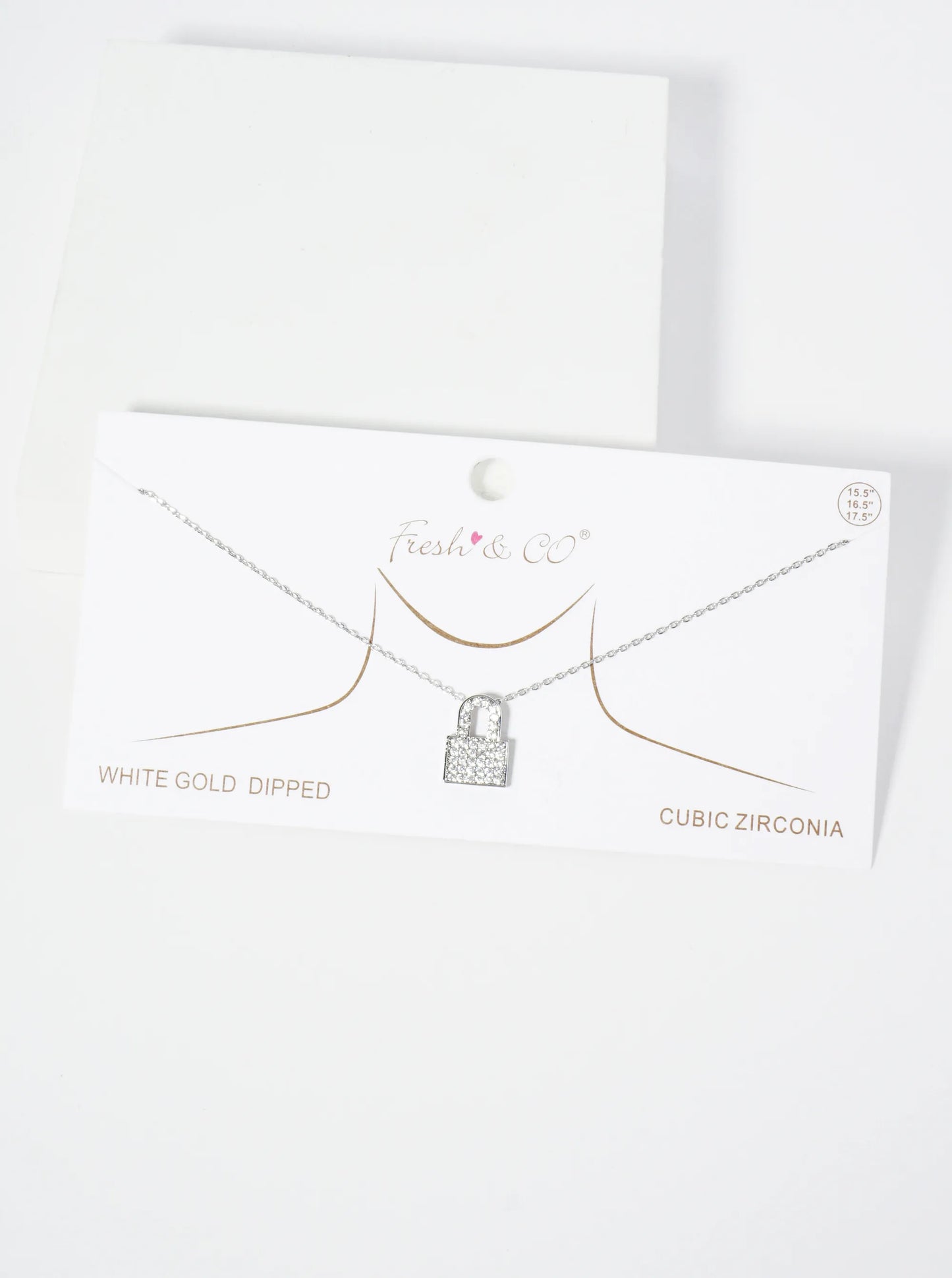 18K Gold Dipped Pave Set CZ Padlock Pendant Necklace